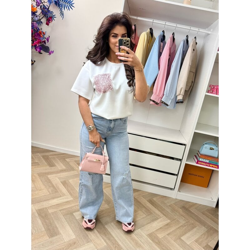 T-shirt pinky White