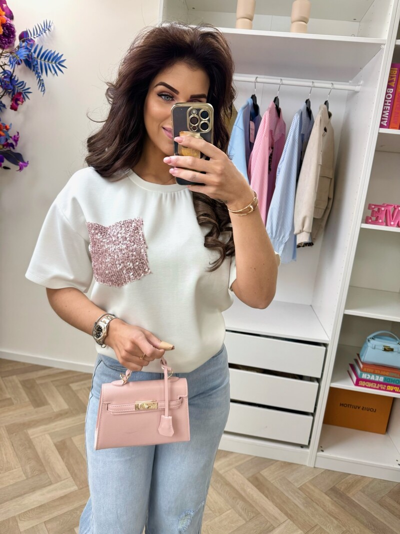 T-shirt pinky White