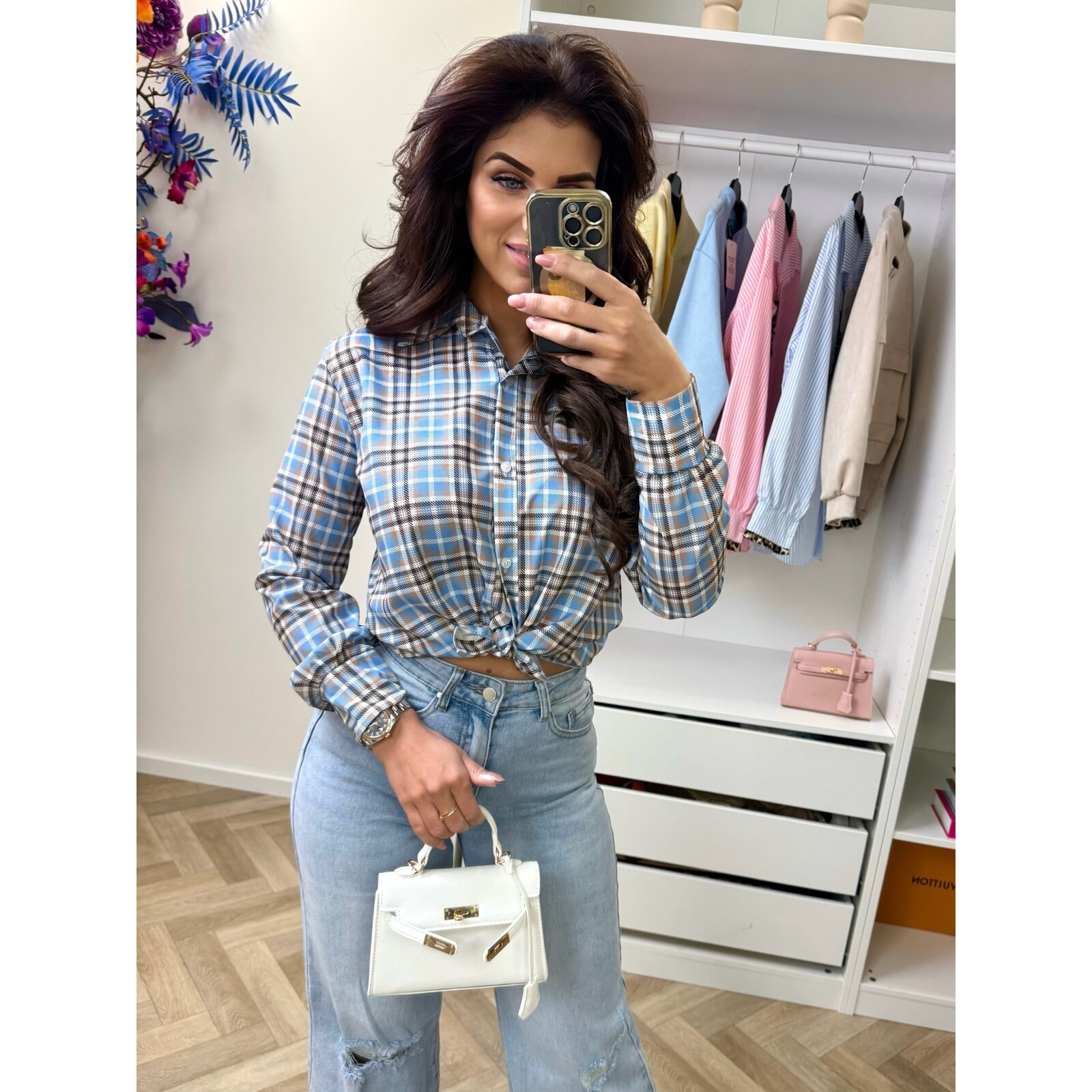 Blouse ruit Italy Blue