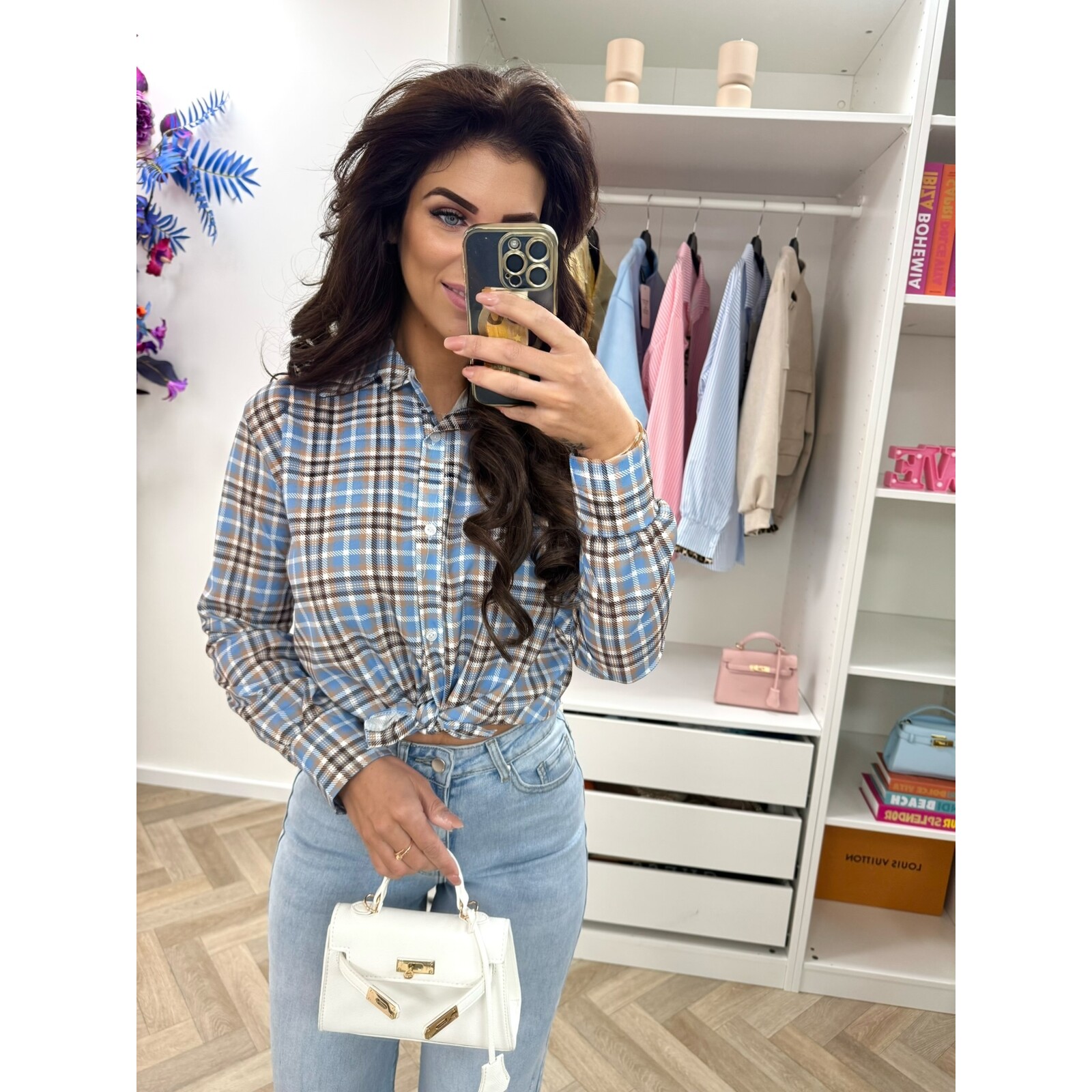 Blouse ruit Italy Blue