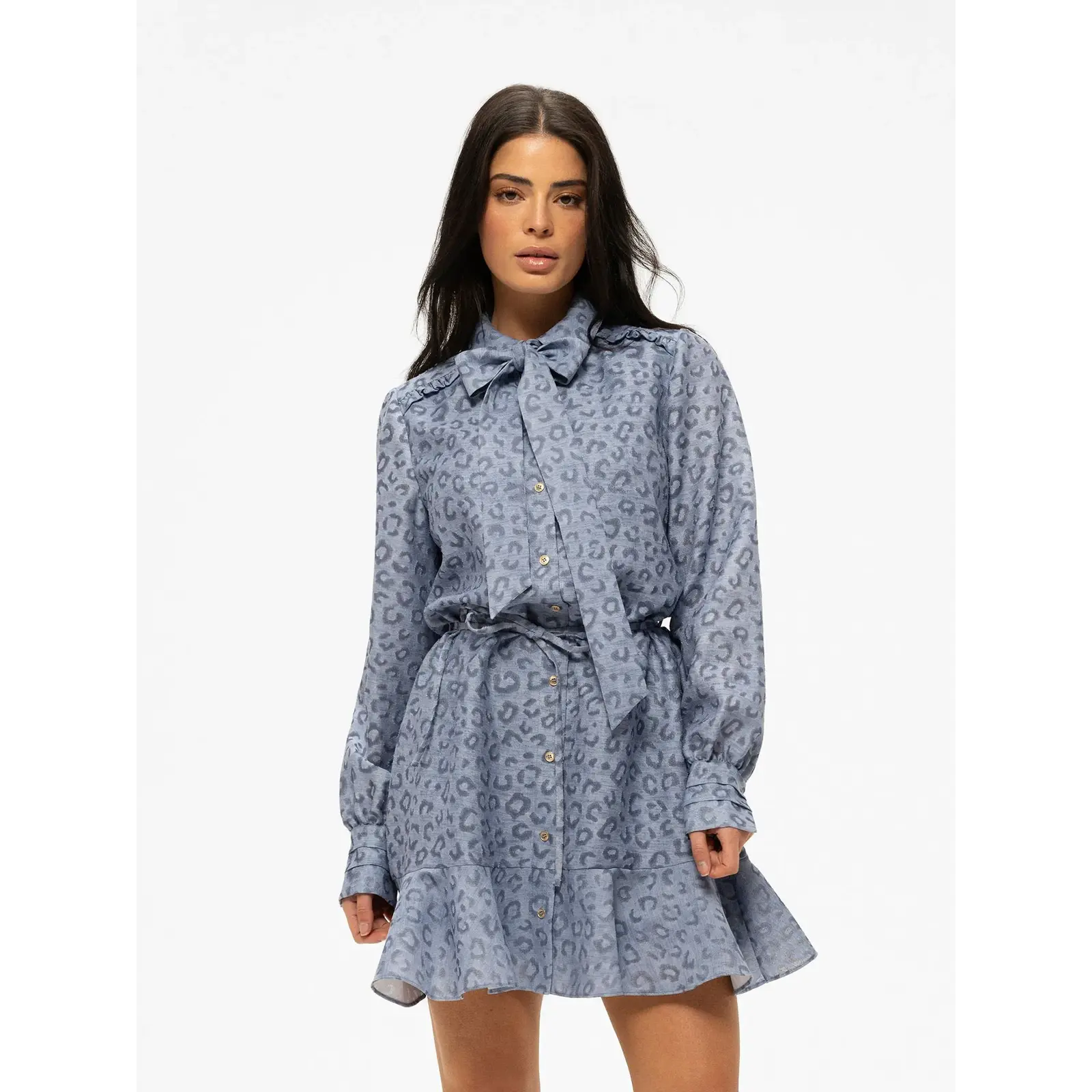 Nikkie Dress Pragues Leopard Misty Blue Nikkie
