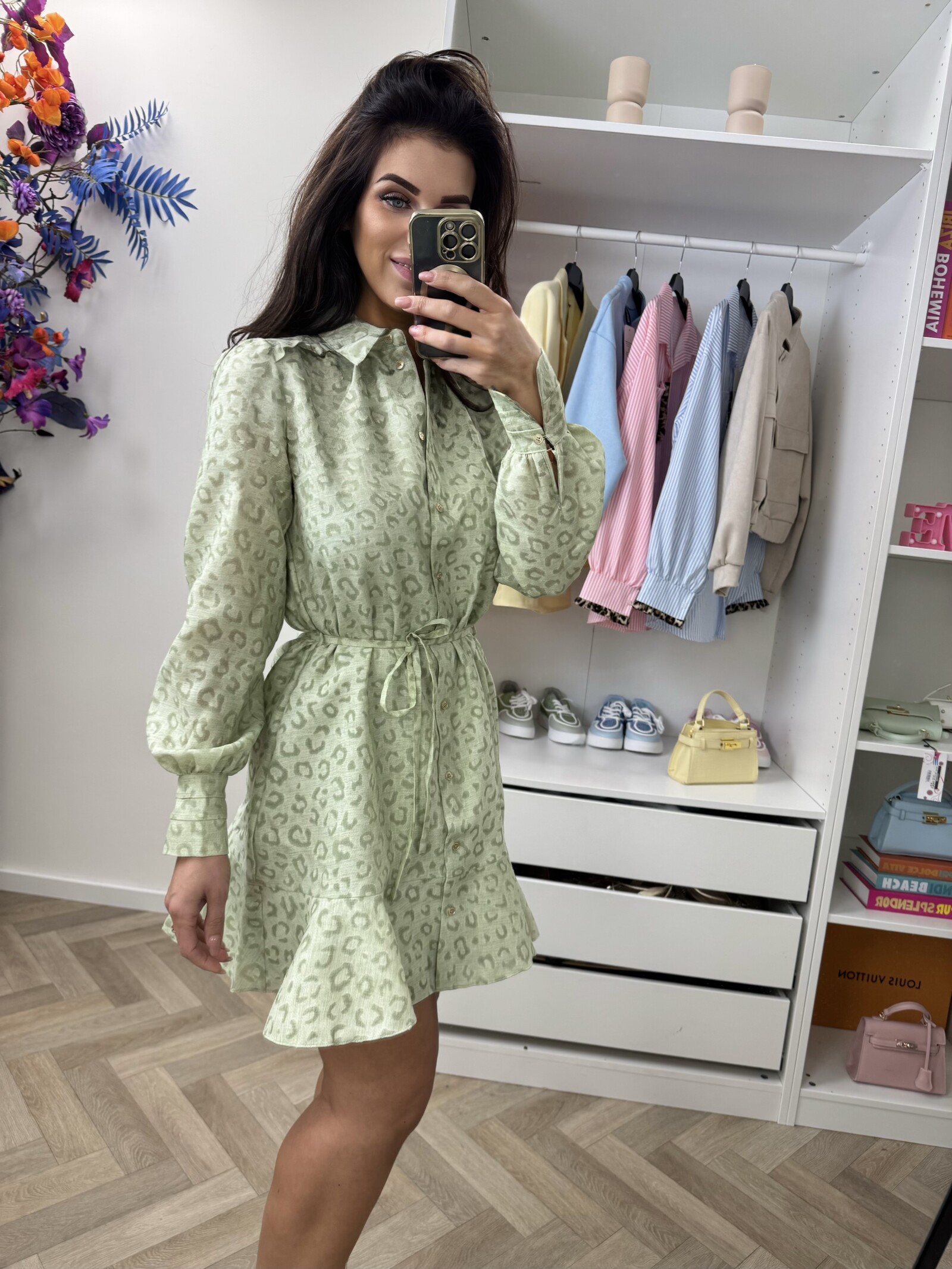 Nikkie Dress Pragues Leopard Aloe Vera Nikkie