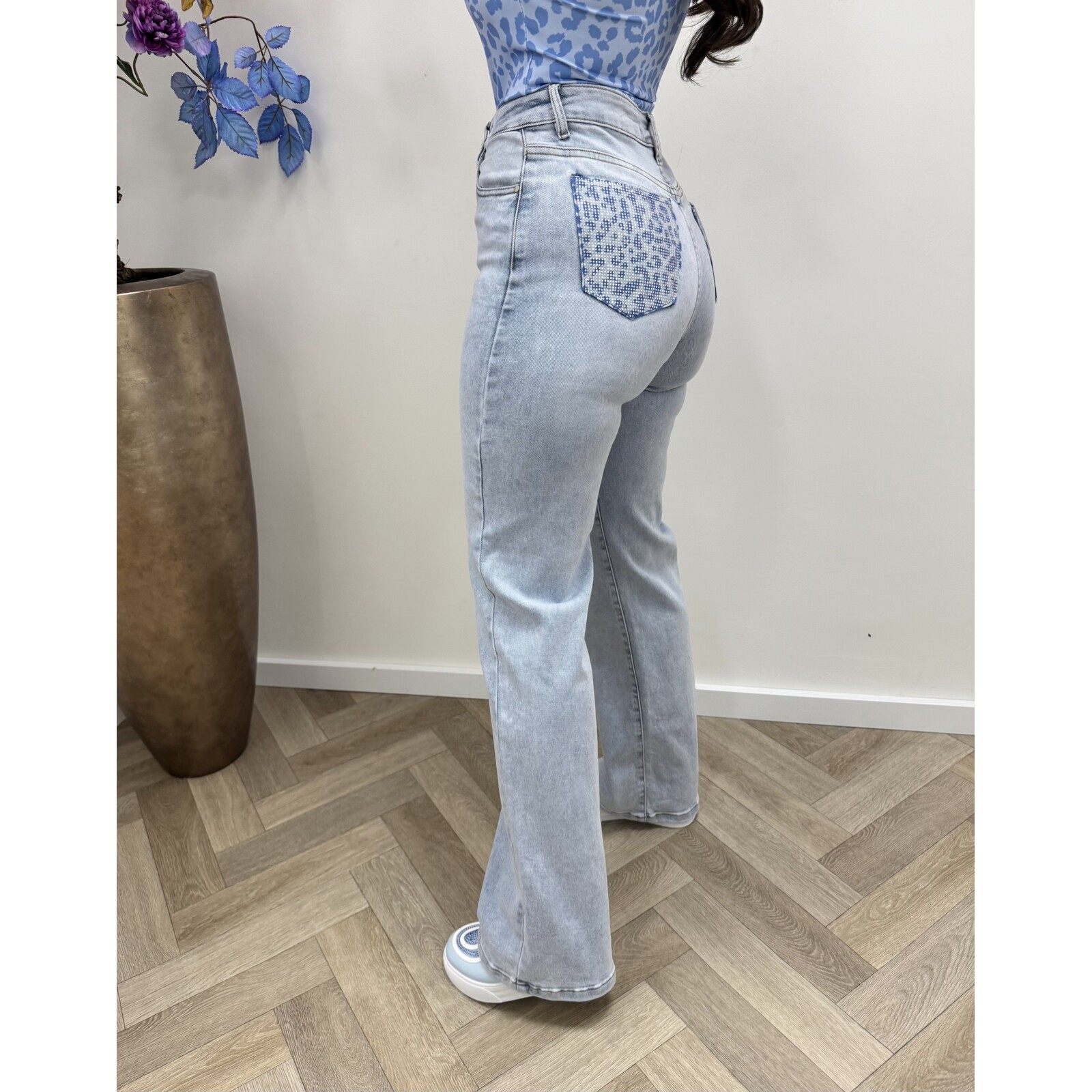 Jeans Leopard Diamonds Blue Hello Miss HM1578-5