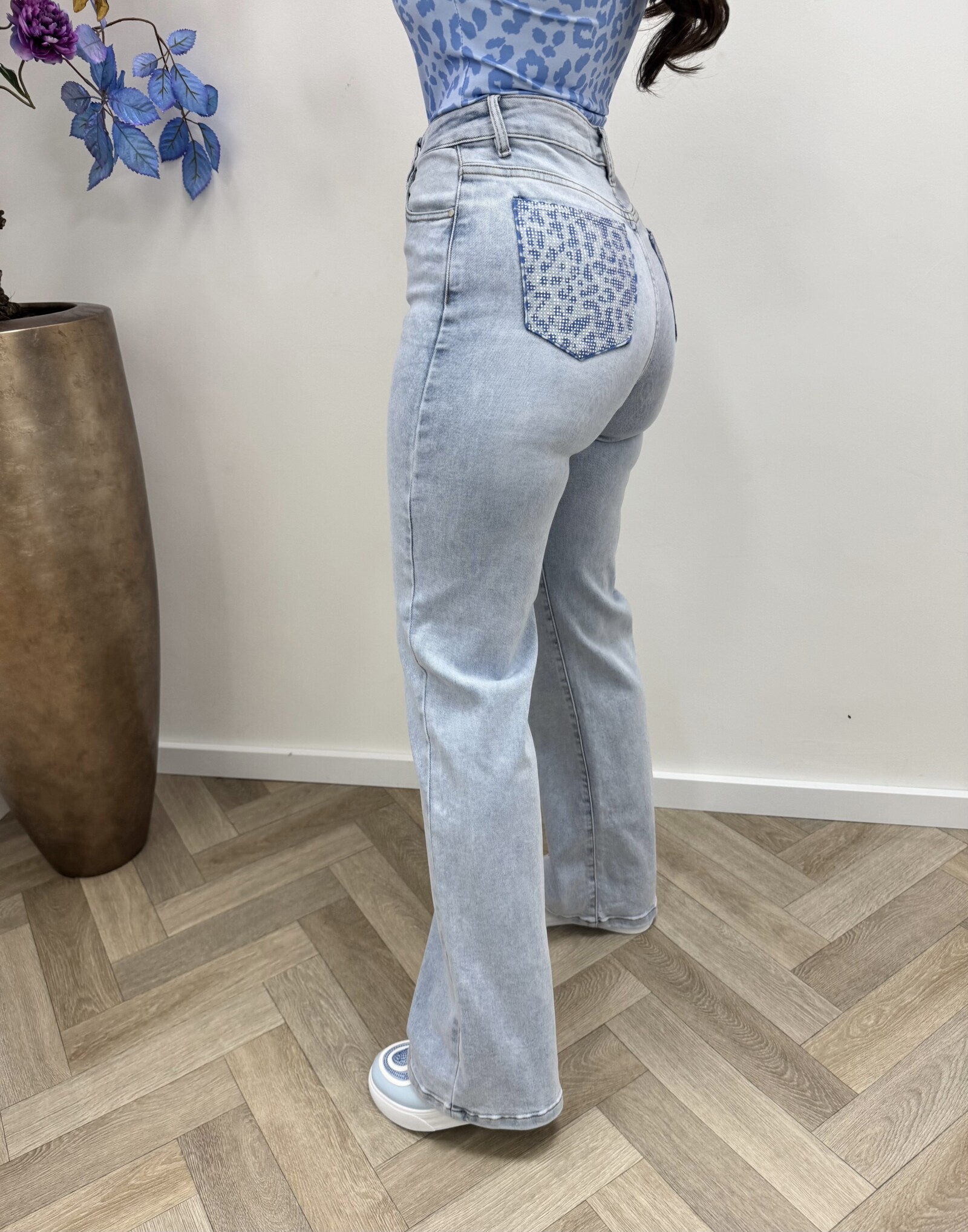 Jeans Leopard Diamonds Blue Hello Miss HM1578-5