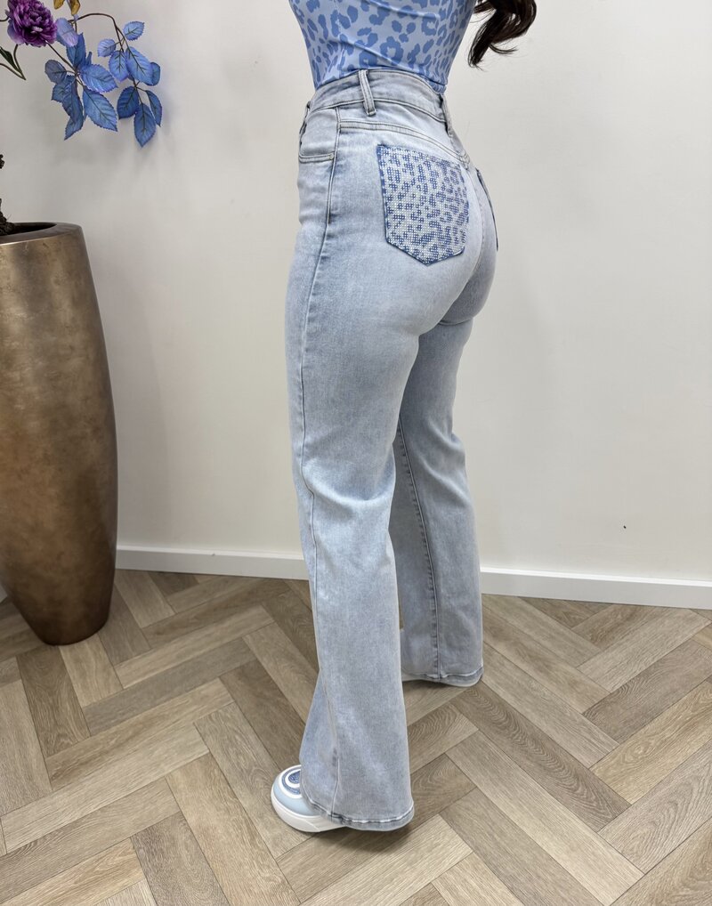 Jeans Leopard Diamonds Blue Hello Miss HM1578-5