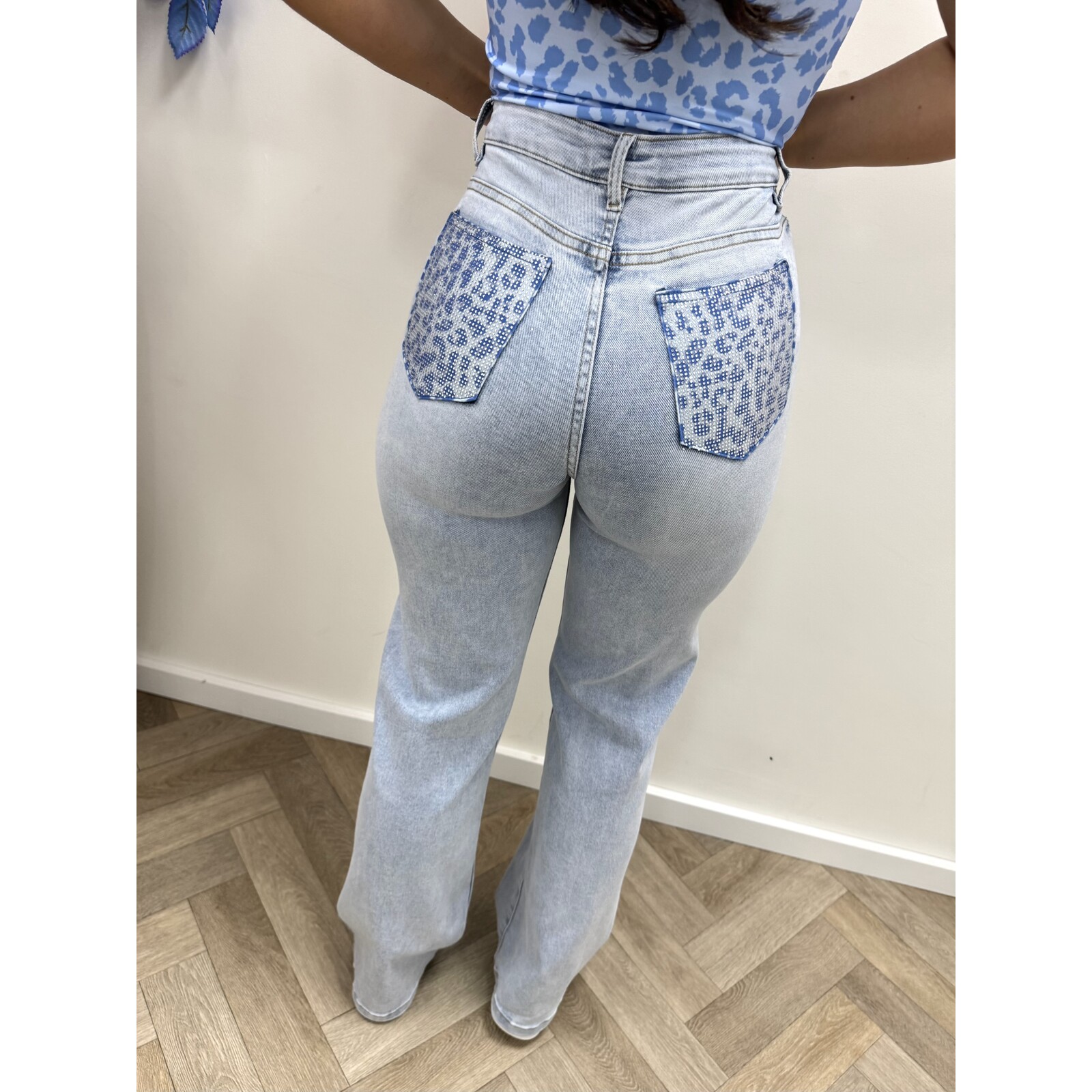 Jeans Leopard Diamonds Blue Hello Miss HM1578-5