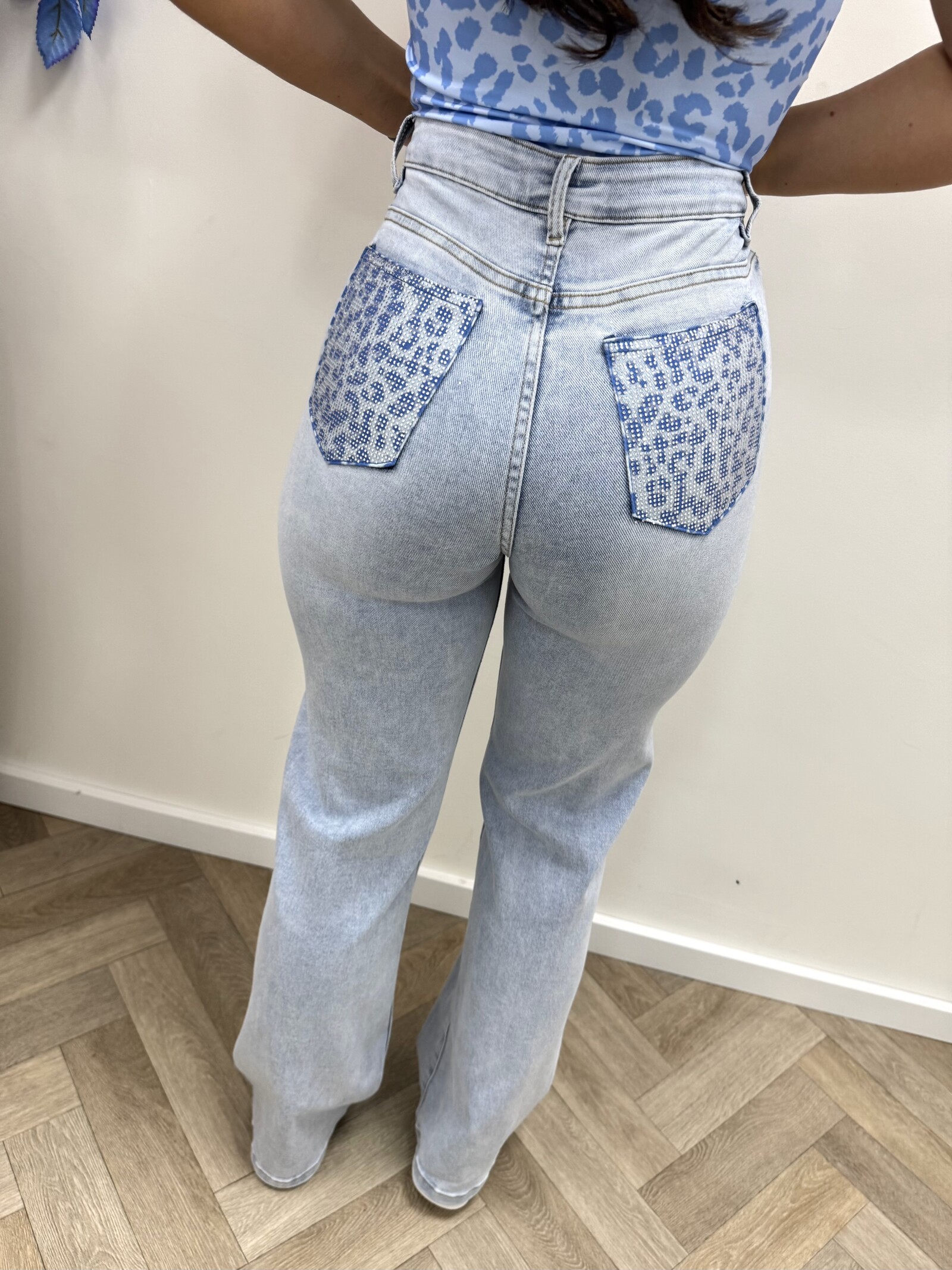 Jeans Leopard Diamonds Blue Hello Miss HM1578-5