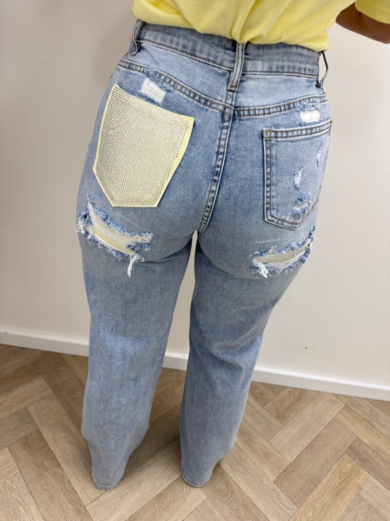 Jeans diamonds Yellow Hello Miss HM1576-2