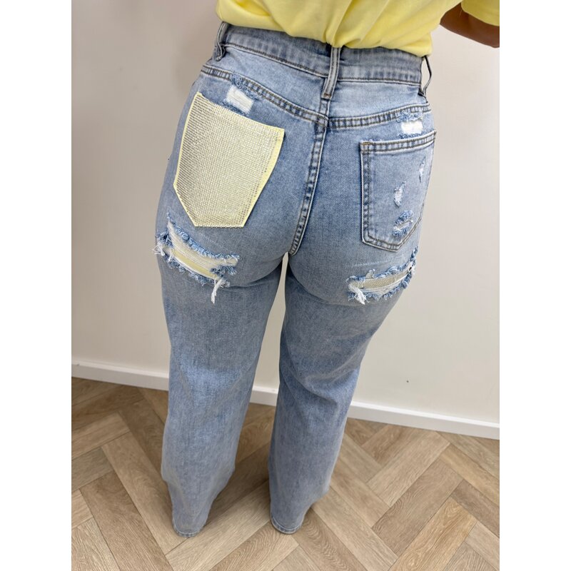Jeans diamonds Yellow Hello Miss HM1576-2