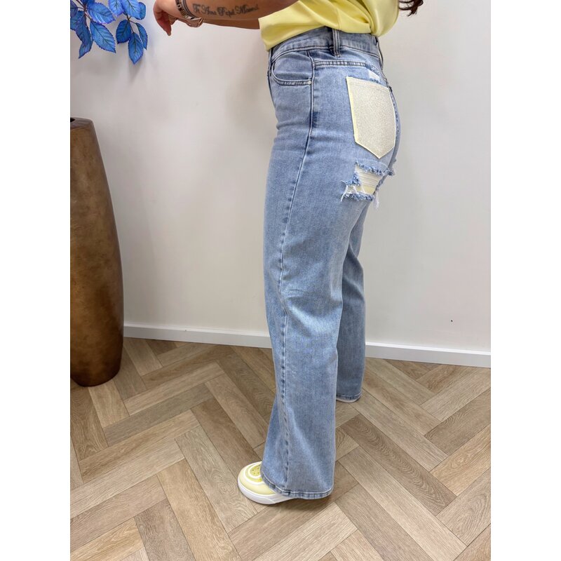 Jeans diamonds Yellow Hello Miss HM1576-2