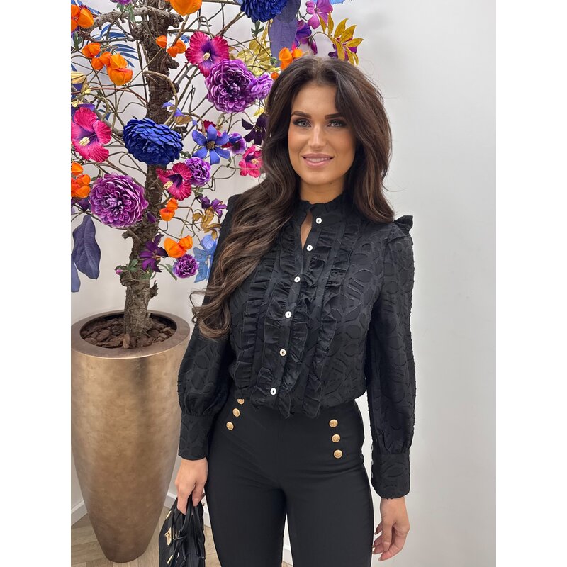 Blouse ruffle Stacey FY-9240 Black