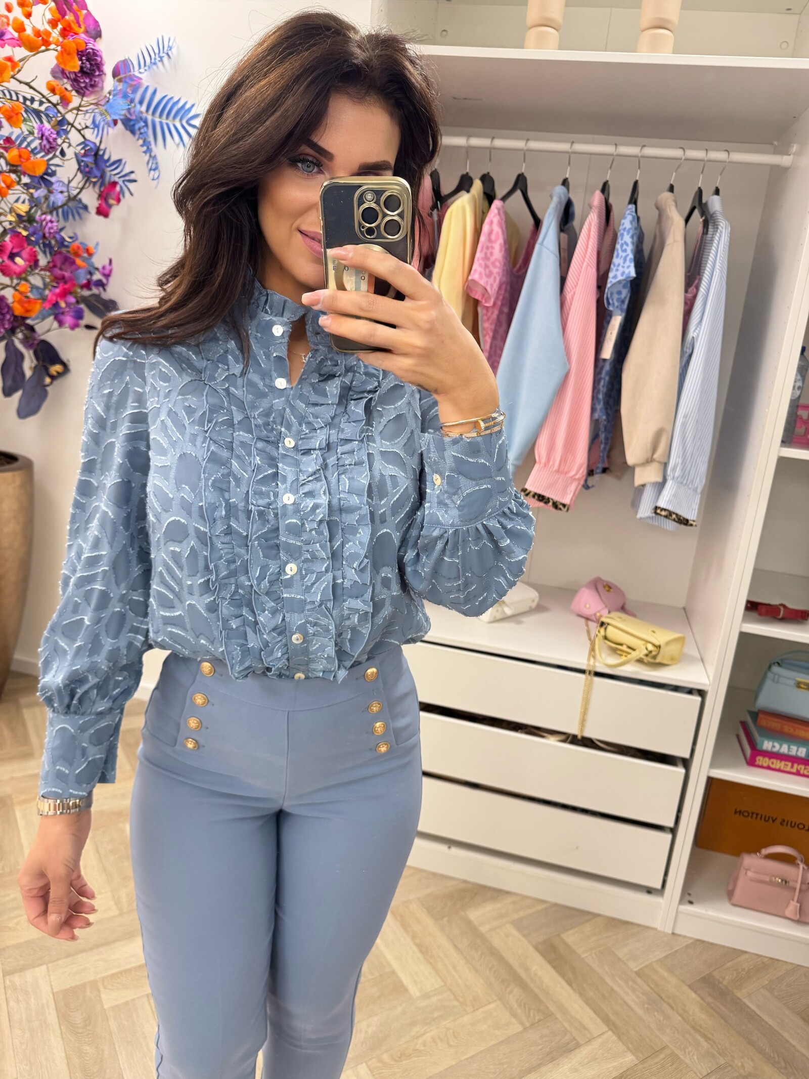 Blouse ruffle Stacey FY-9240 Blue