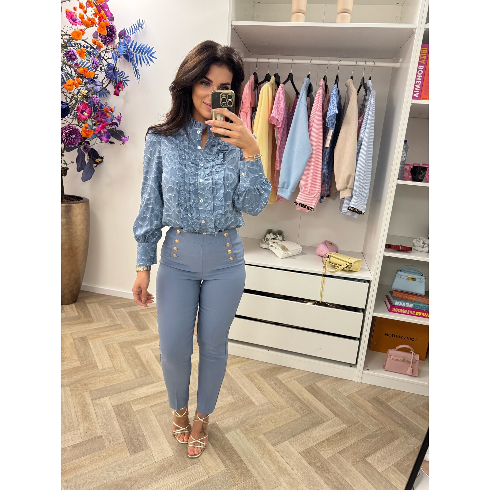 Blouse ruffle Stacey FY-9240 Blue