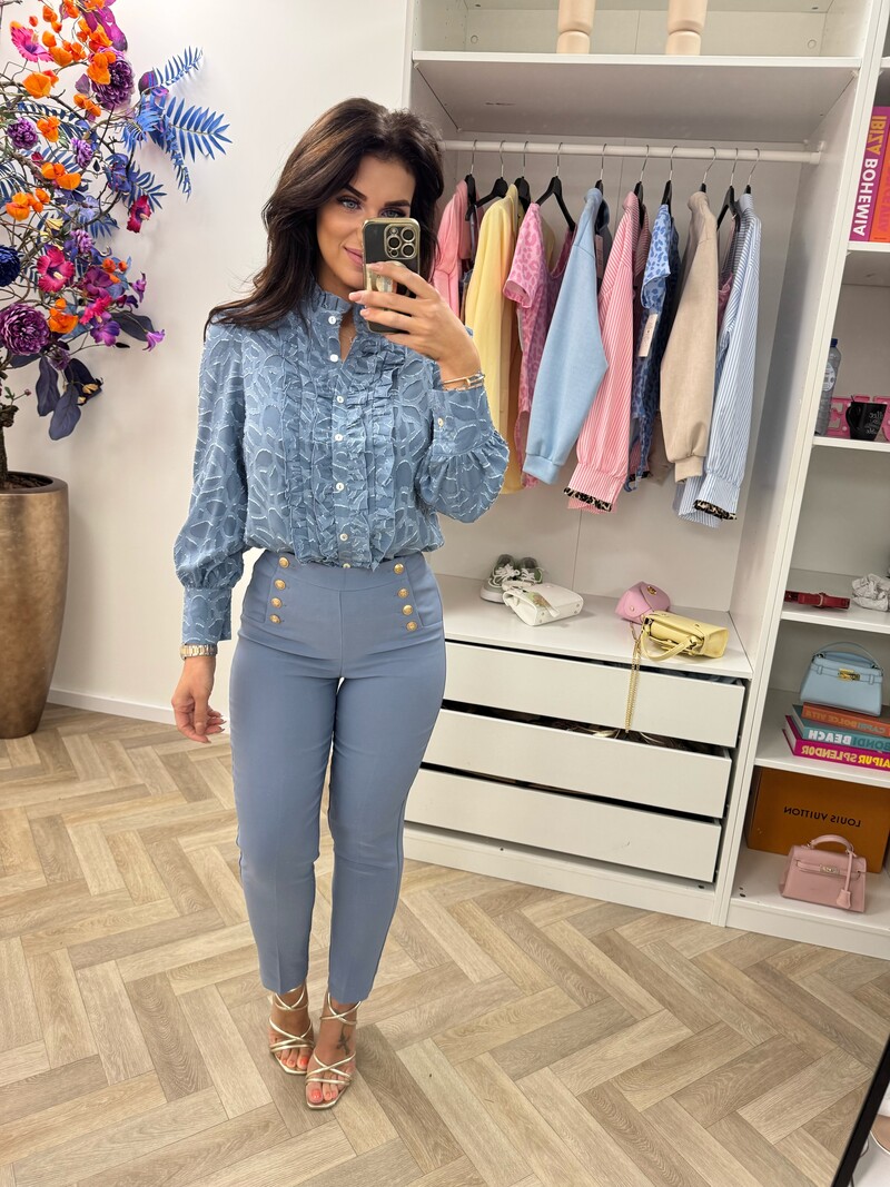 Blouse ruffle Stacey FY-9240 Blue