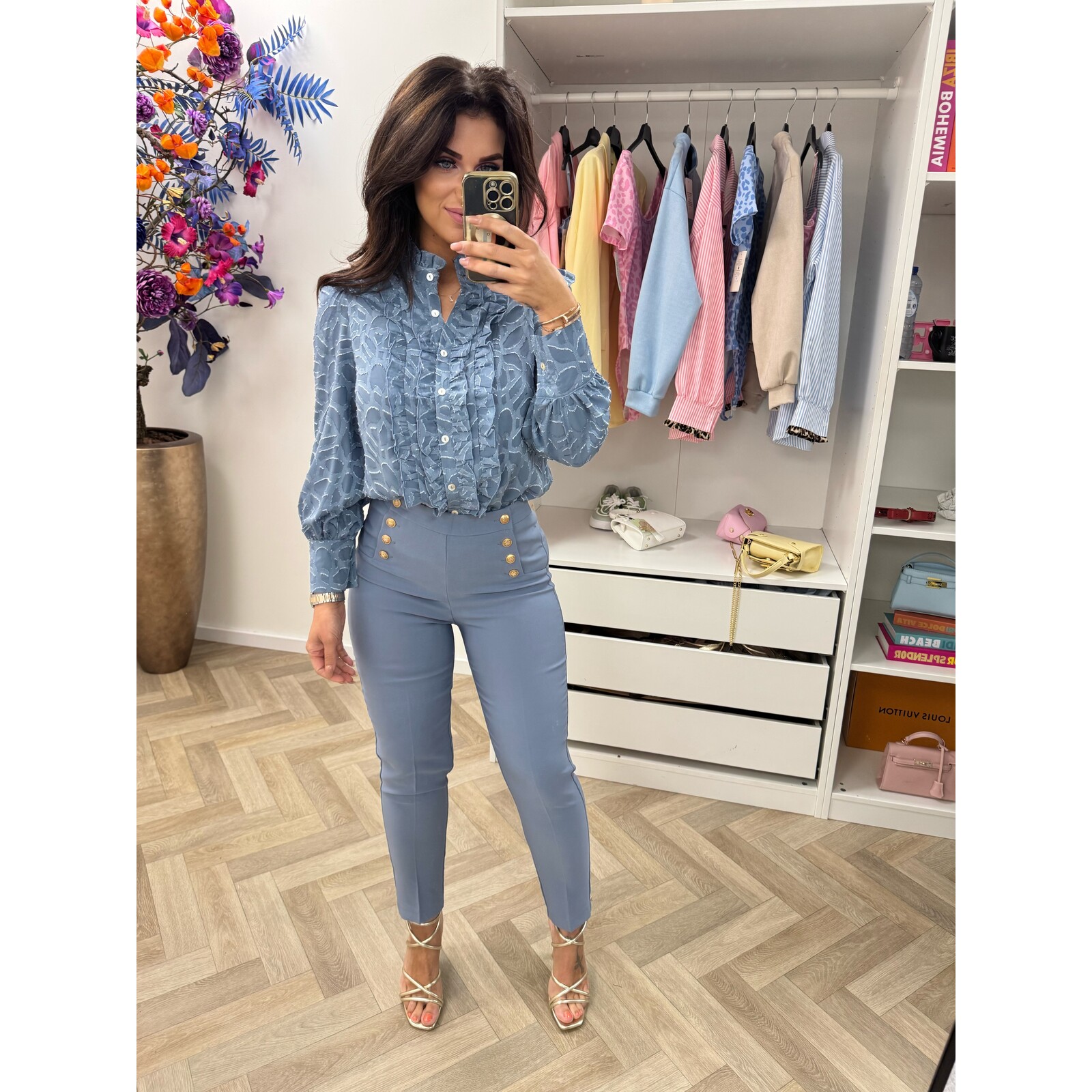 Blouse ruffle Stacey FY-9240 Blue