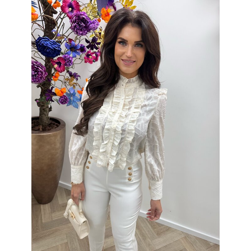 Blouse ruffle Stacey FY-9240 Creme