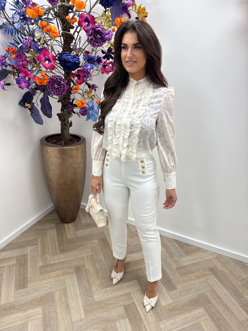 Blouse ruffle Stacey FY-9240 Creme