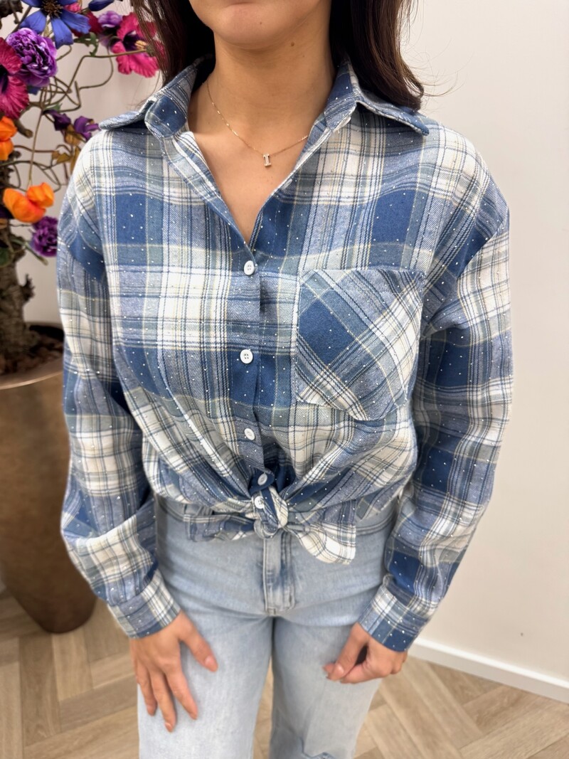Ruit blouse diamonds Light Blue EN130