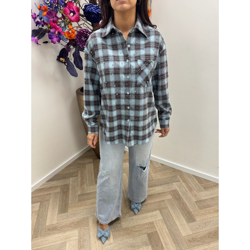 Ruit blouse diamonds Blue  EN126