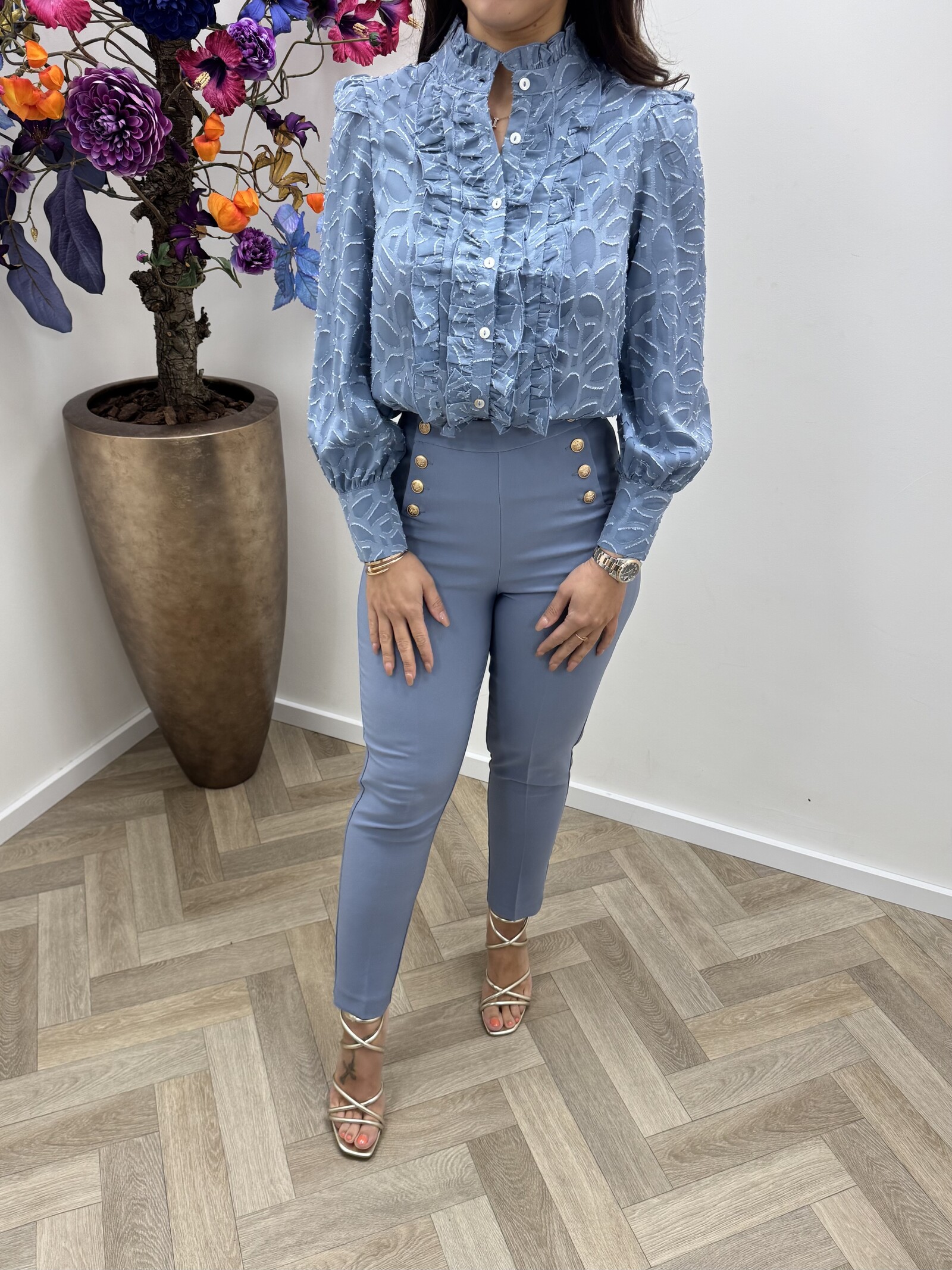 Blouse ruffle Stacey FY-9240 Blue