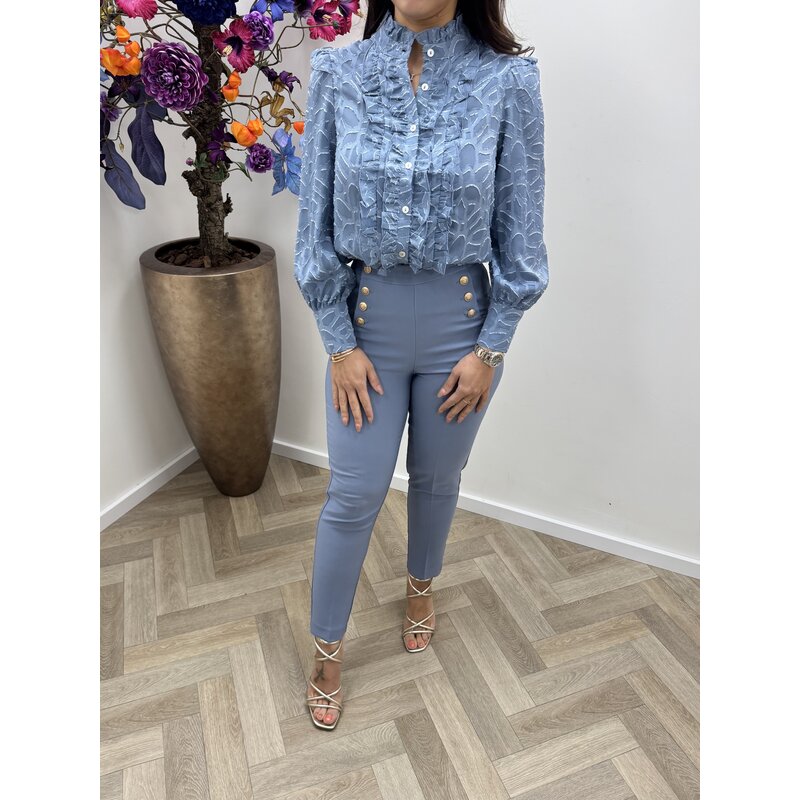 Blouse ruffle Stacey FY-9240 Blue