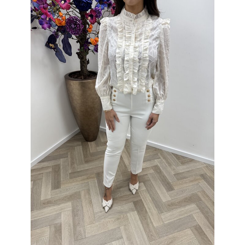 Blouse ruffle Stacey FY-9240 Creme