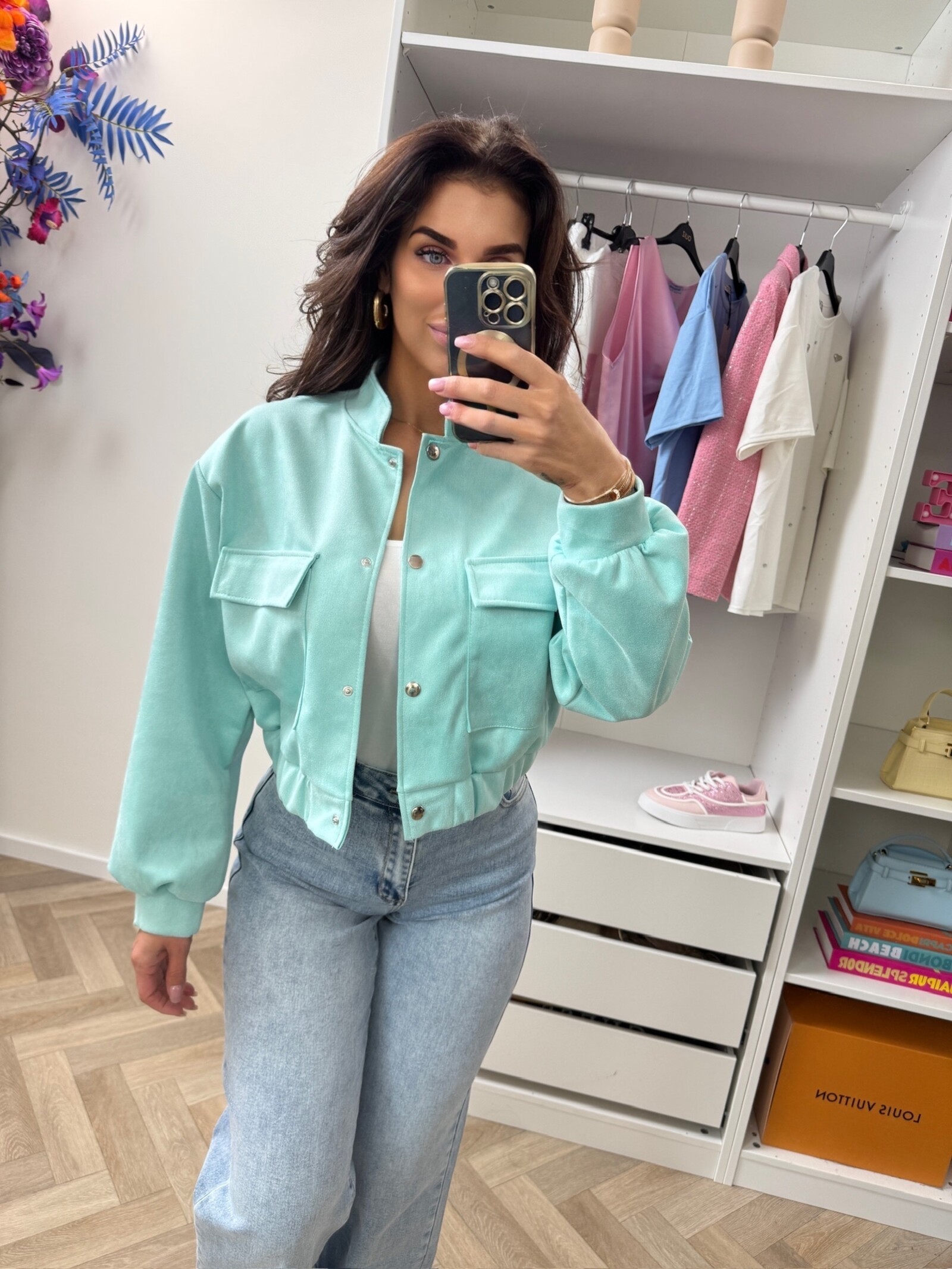 Suède jacket Celina Mint