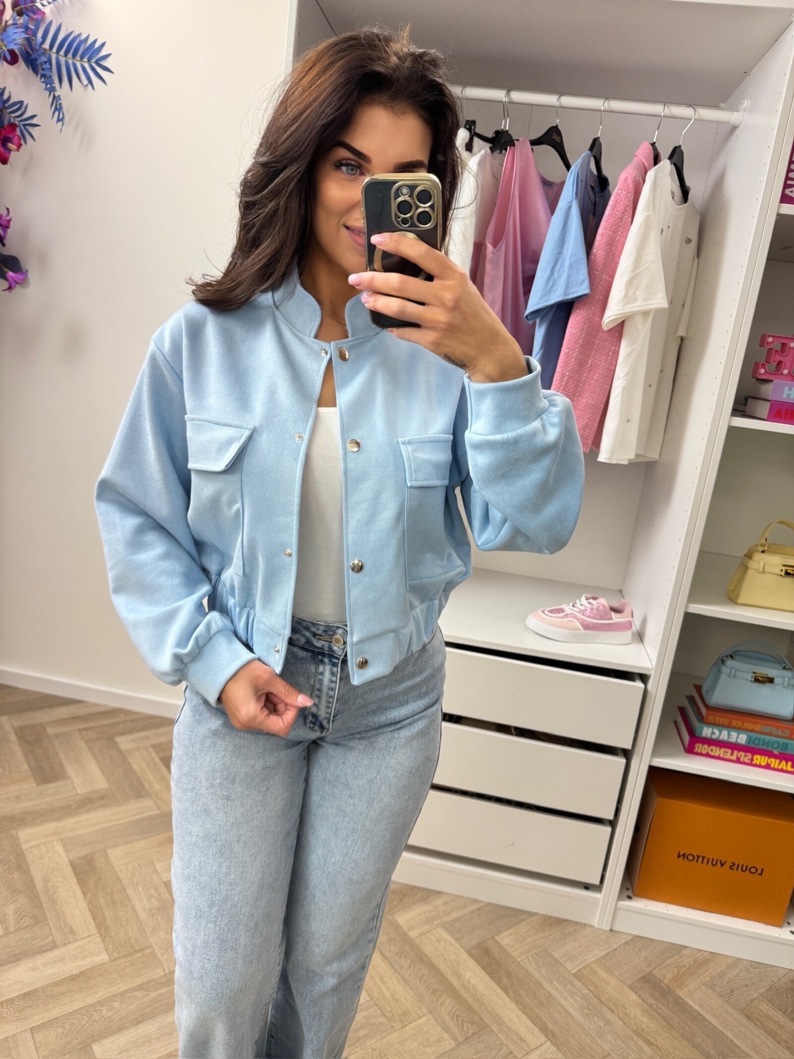 Suède jacket Celina Light Blue