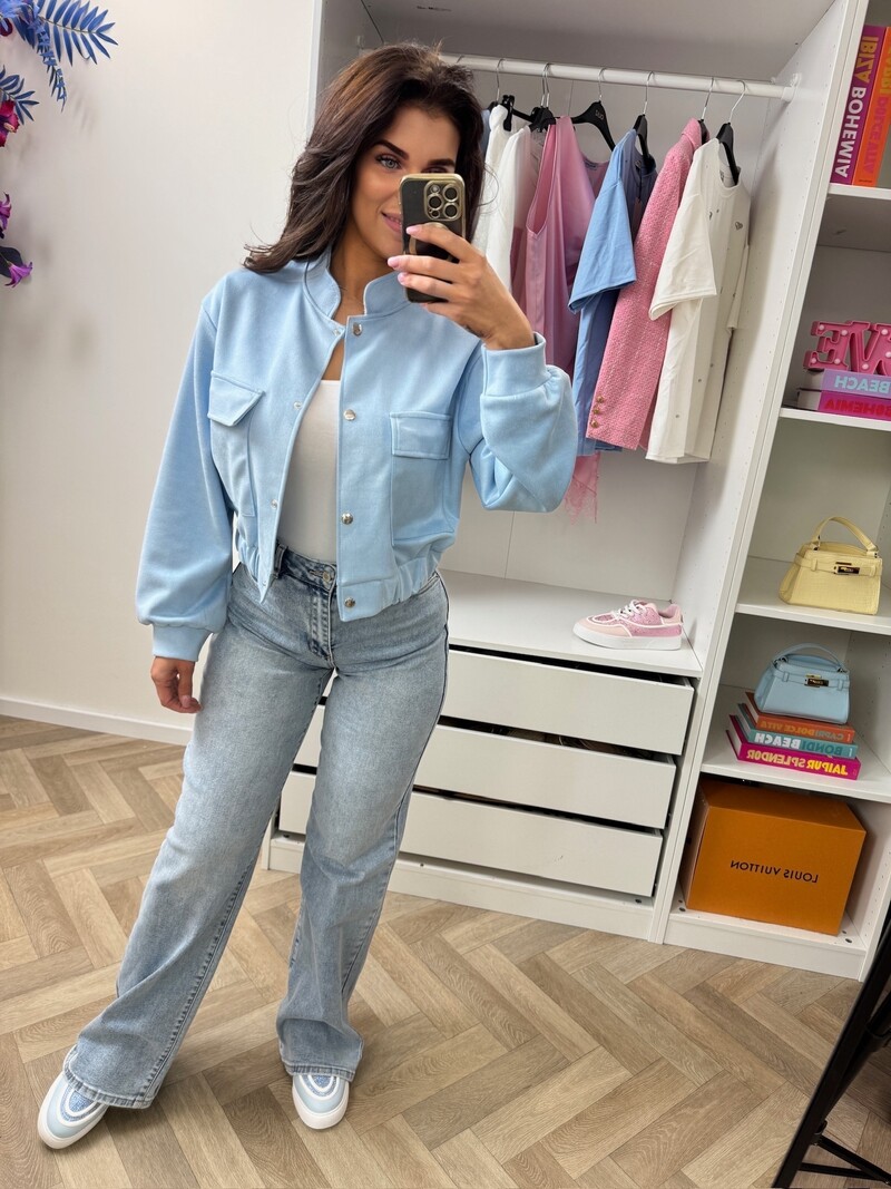 Suède jacket Celina Light Blue