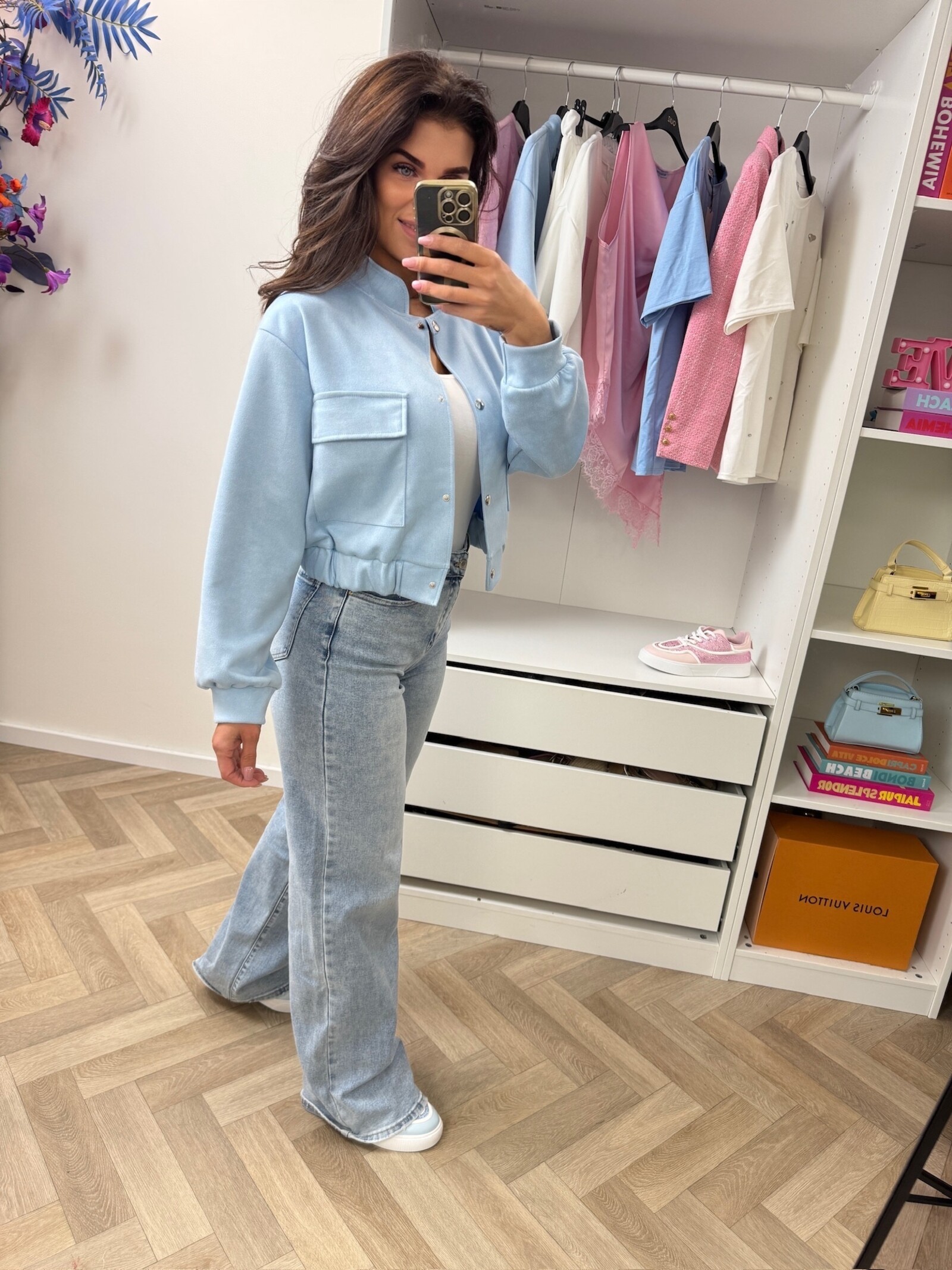 Suède jacket Celina Light Blue