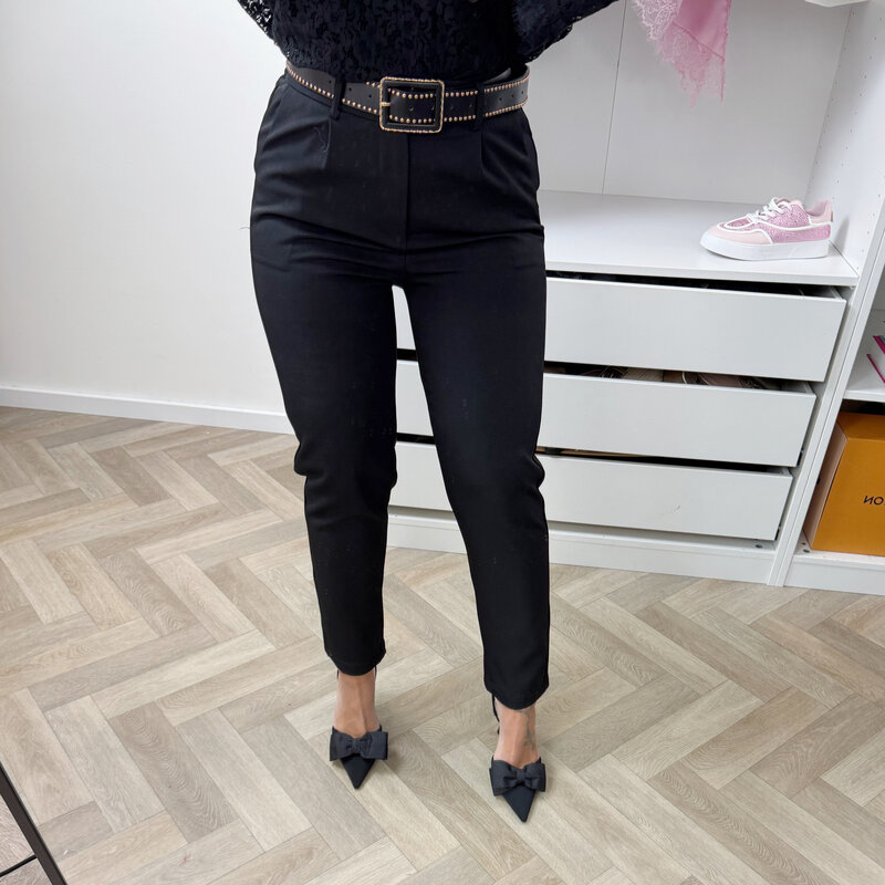 Pants Stina with belt 21038 Black