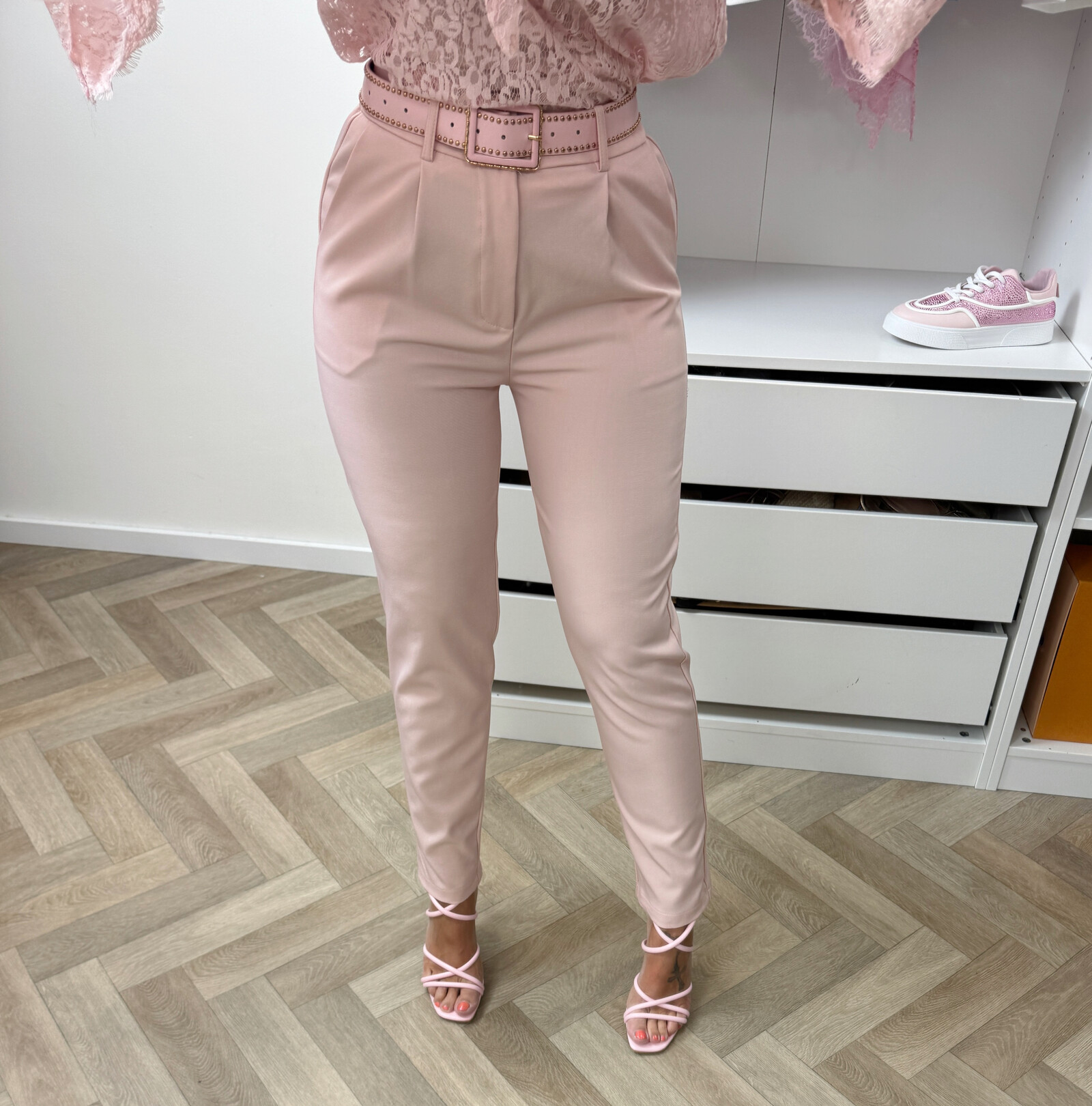 Pants Stina with belt 21038 Pink