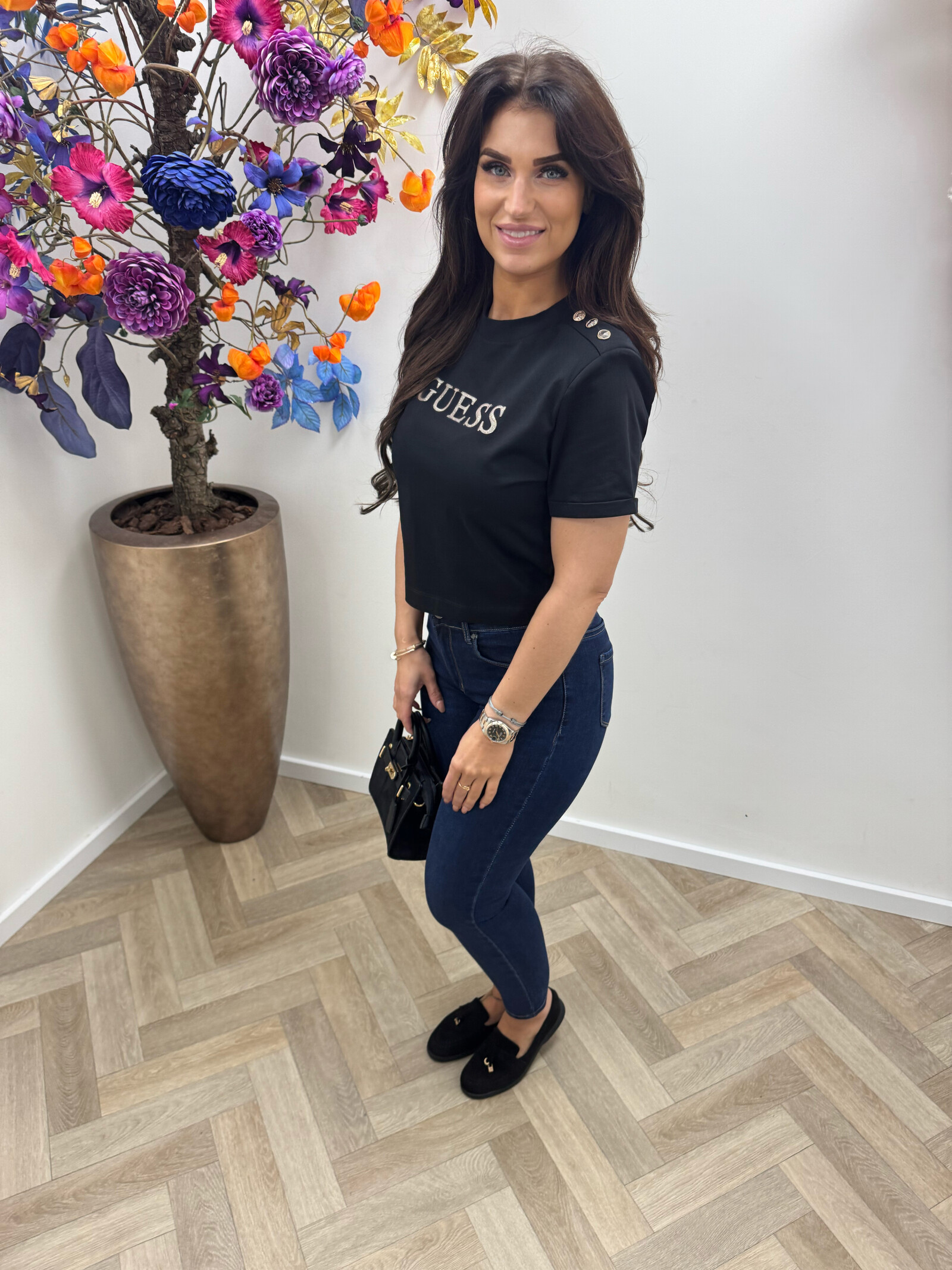 Guess Crop T-Shirt Marina Black Guess 1094