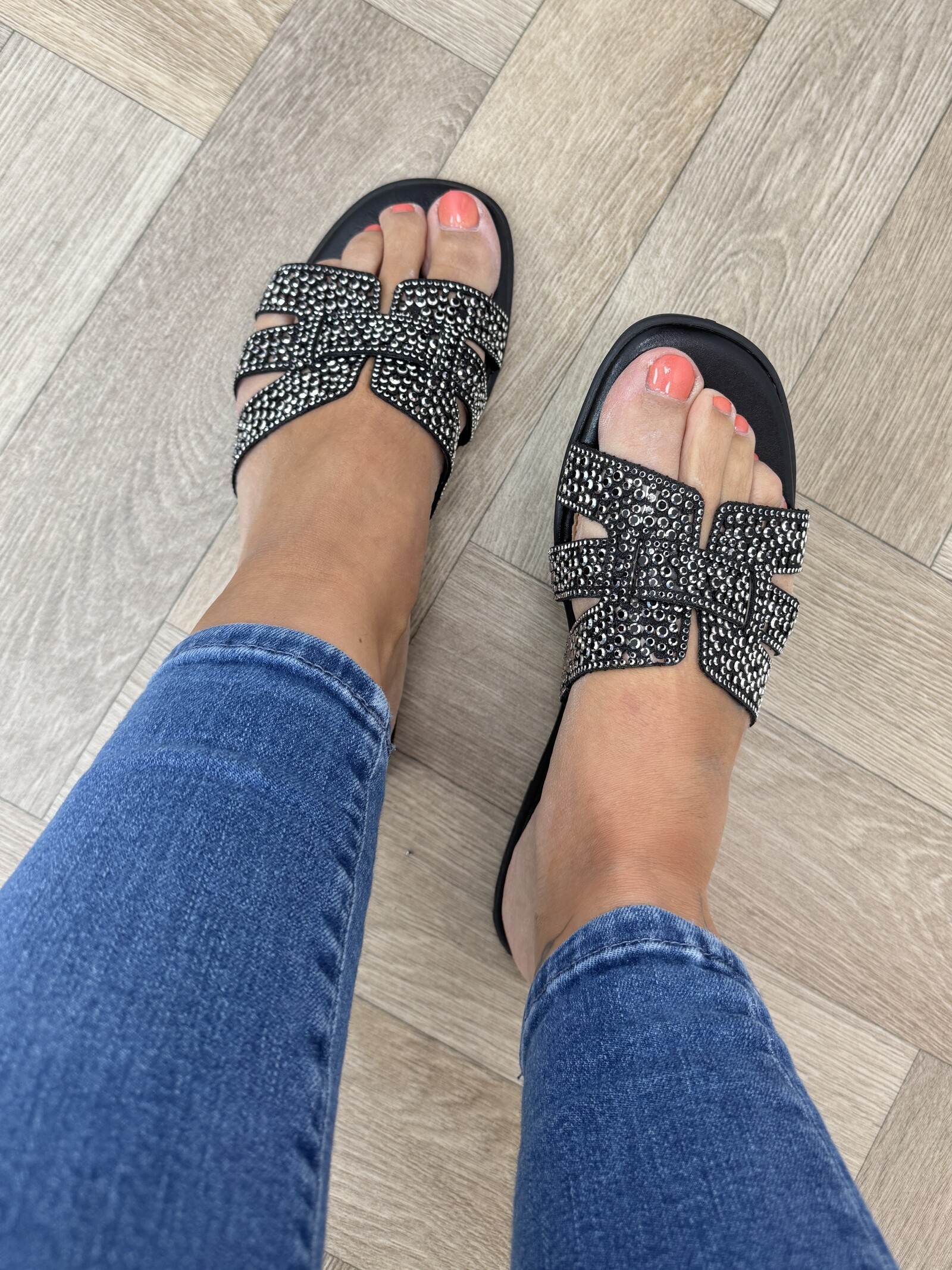 Slippers Daisy diamonds Black 1875