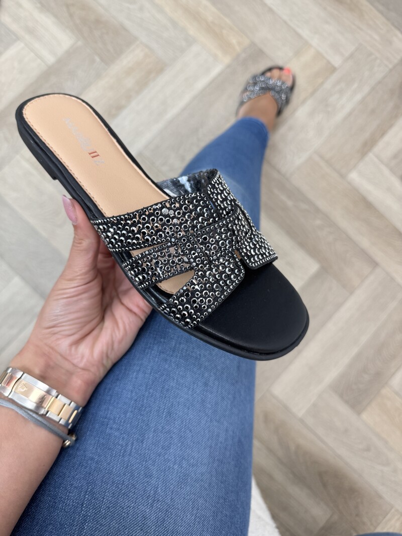Slippers Daisy diamonds Black 1875