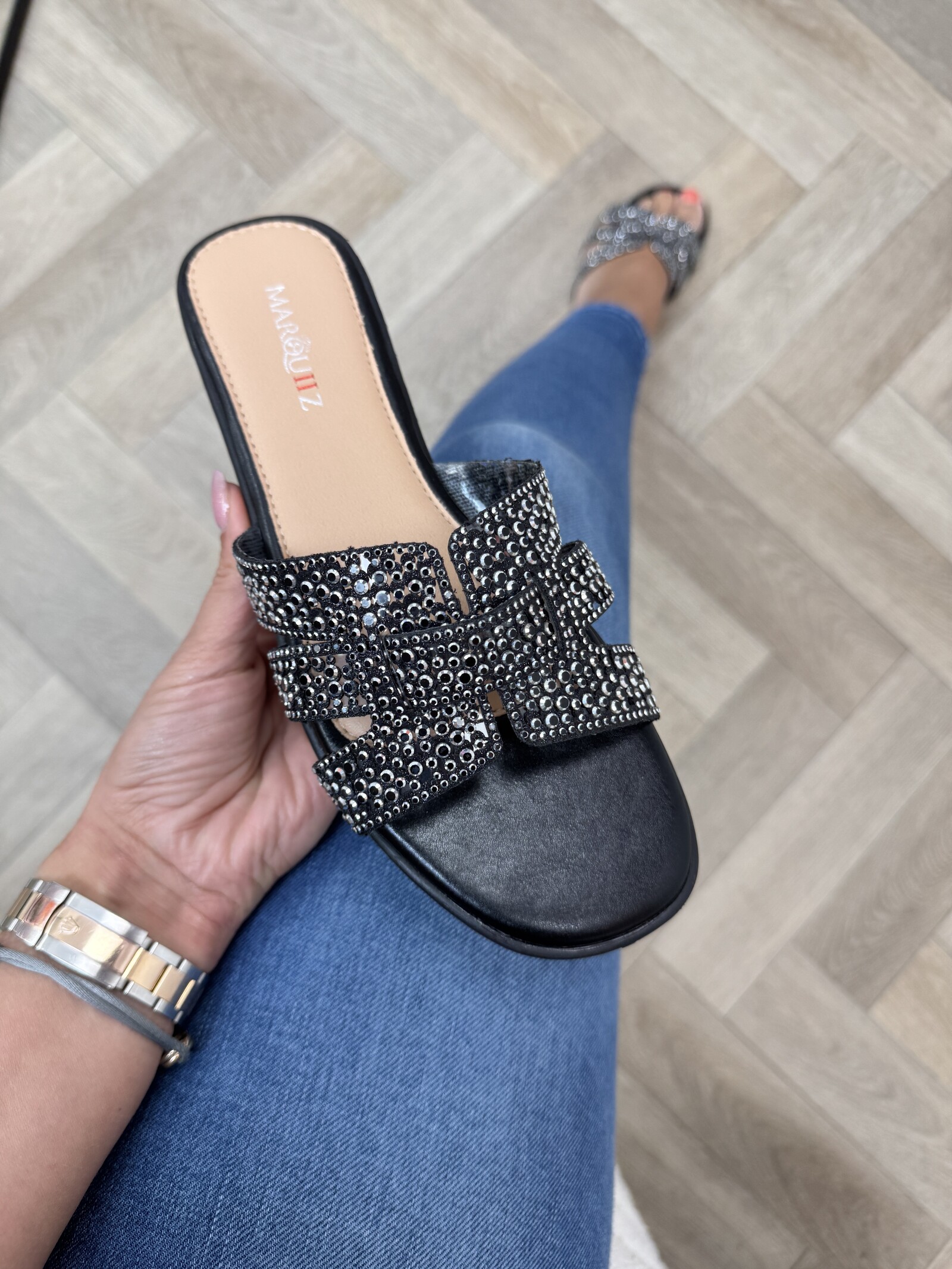 Slippers Daisy diamonds Black 1875
