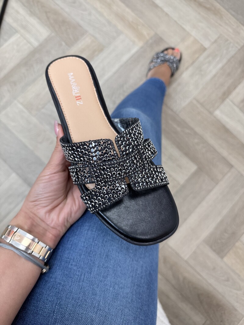 Slippers Daisy diamonds Black 1875