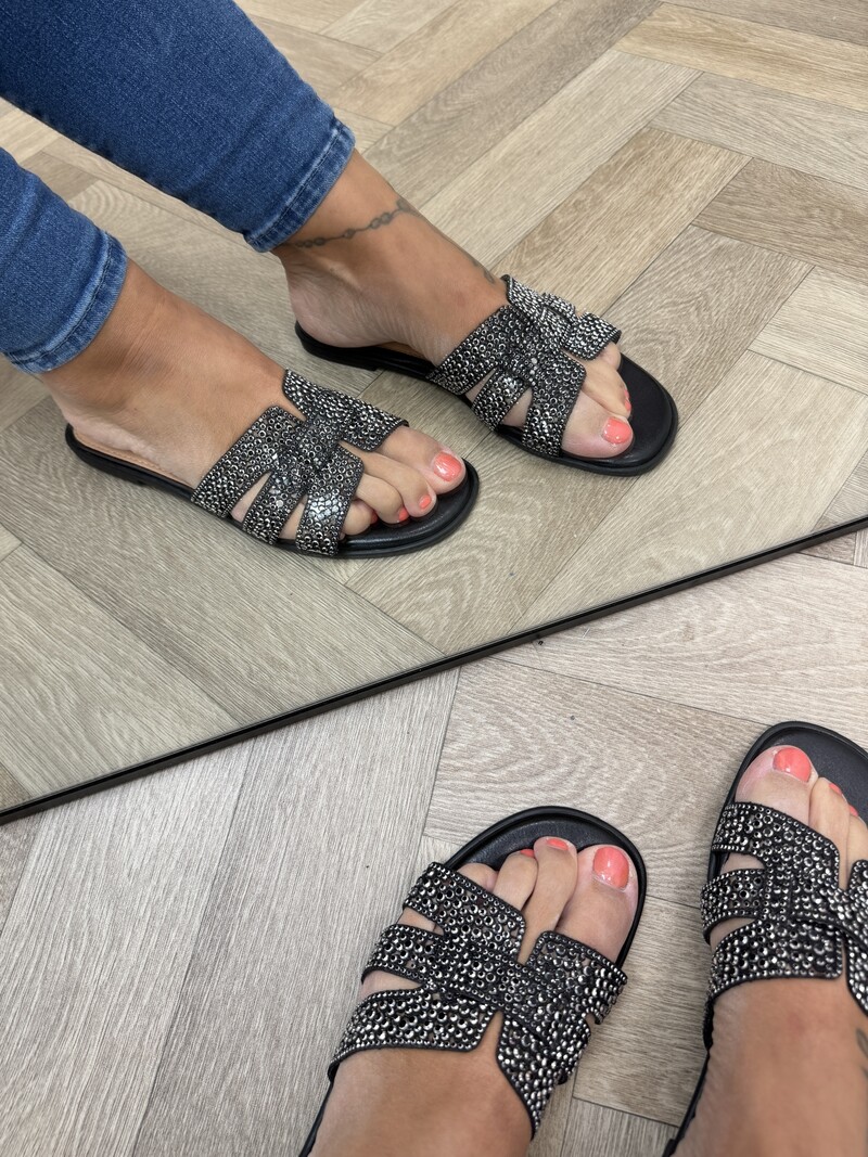 Slippers Daisy diamonds Black 1875