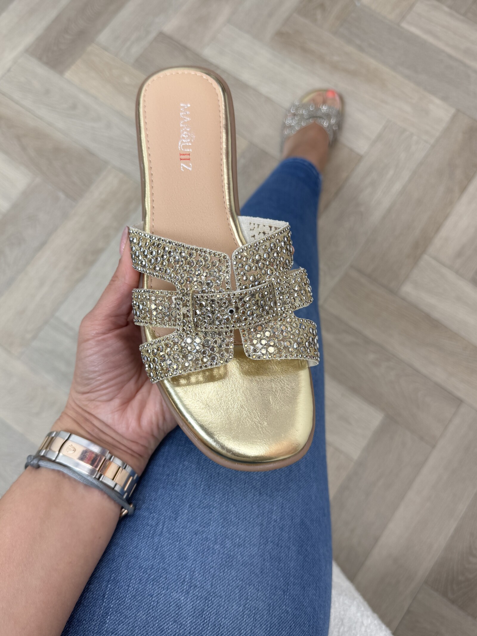 Slippers Daisy diamonds Gold 1875