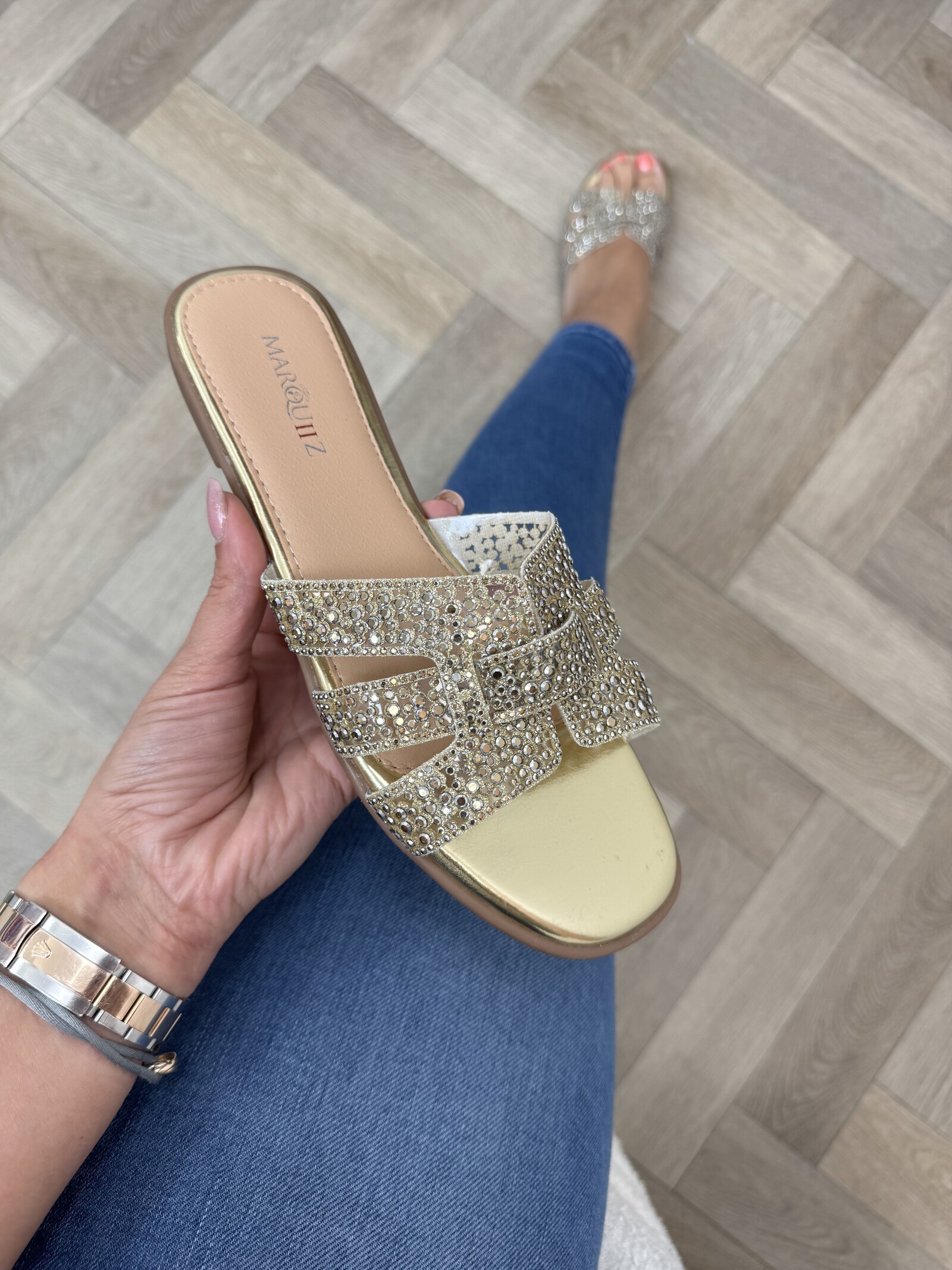 Slippers Daisy diamonds Gold 1875