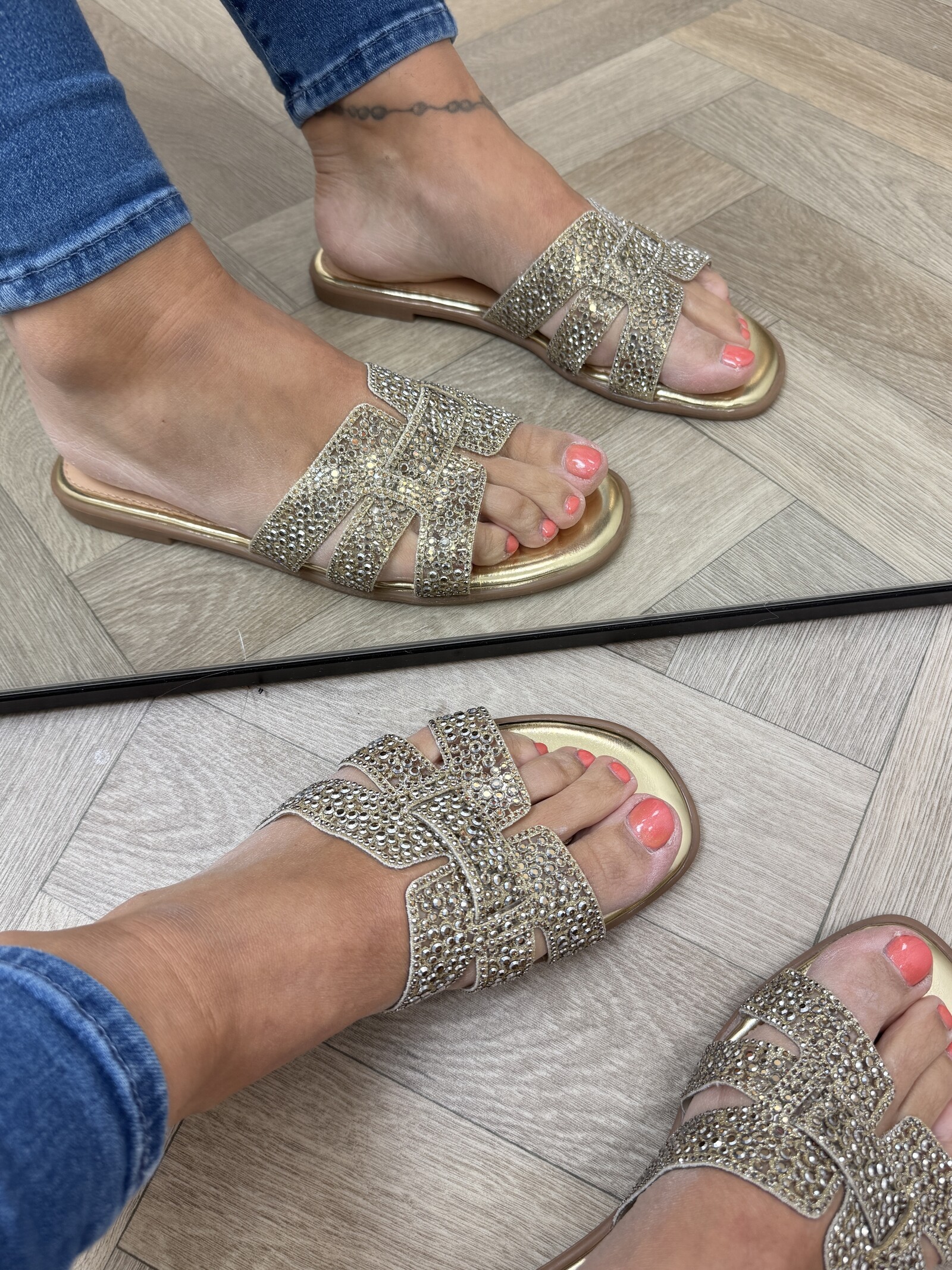 Slippers Daisy diamonds Gold 1875