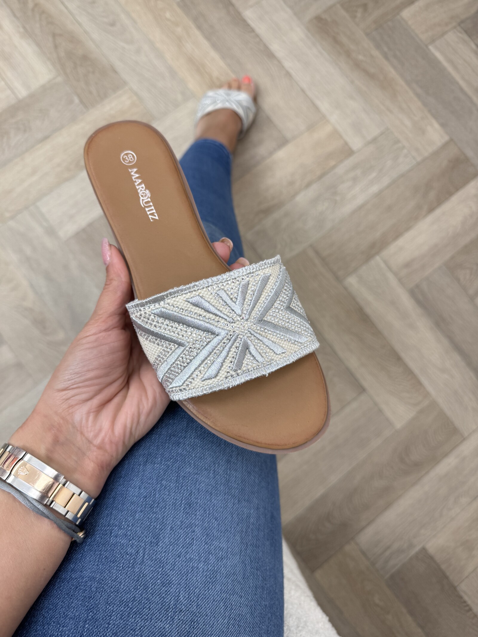 Slippers Stina Zilver 2807