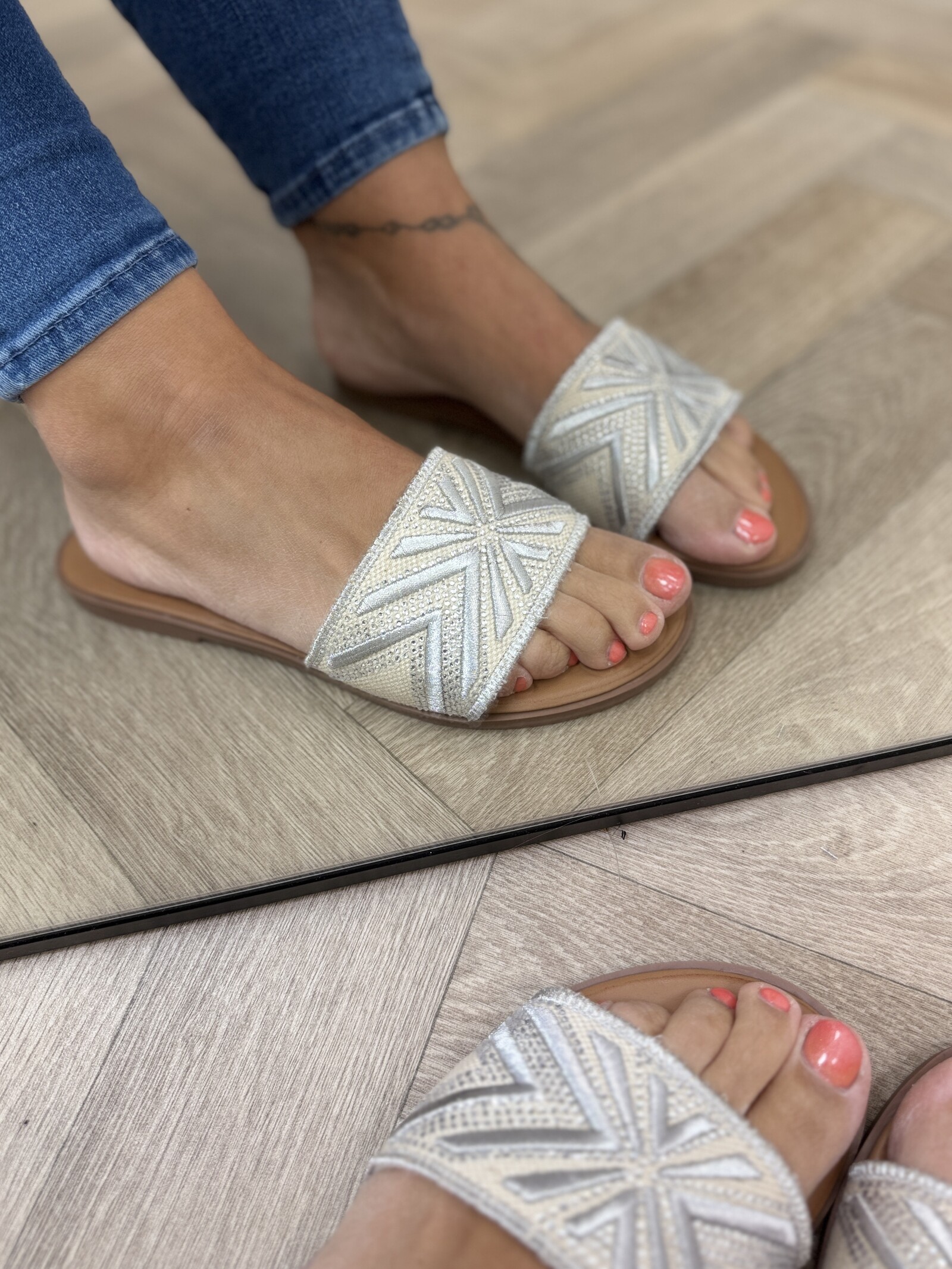 Slippers Stina Zilver 2807