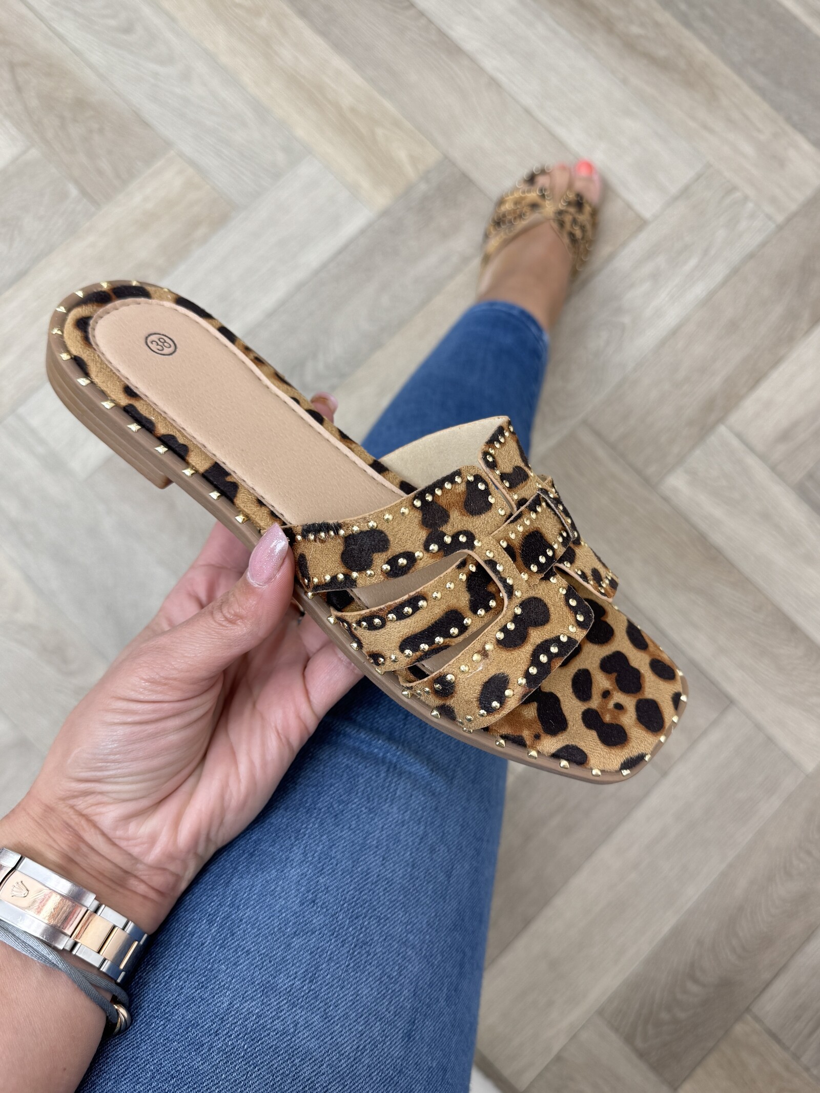 Slippers Leopard Studs 1156