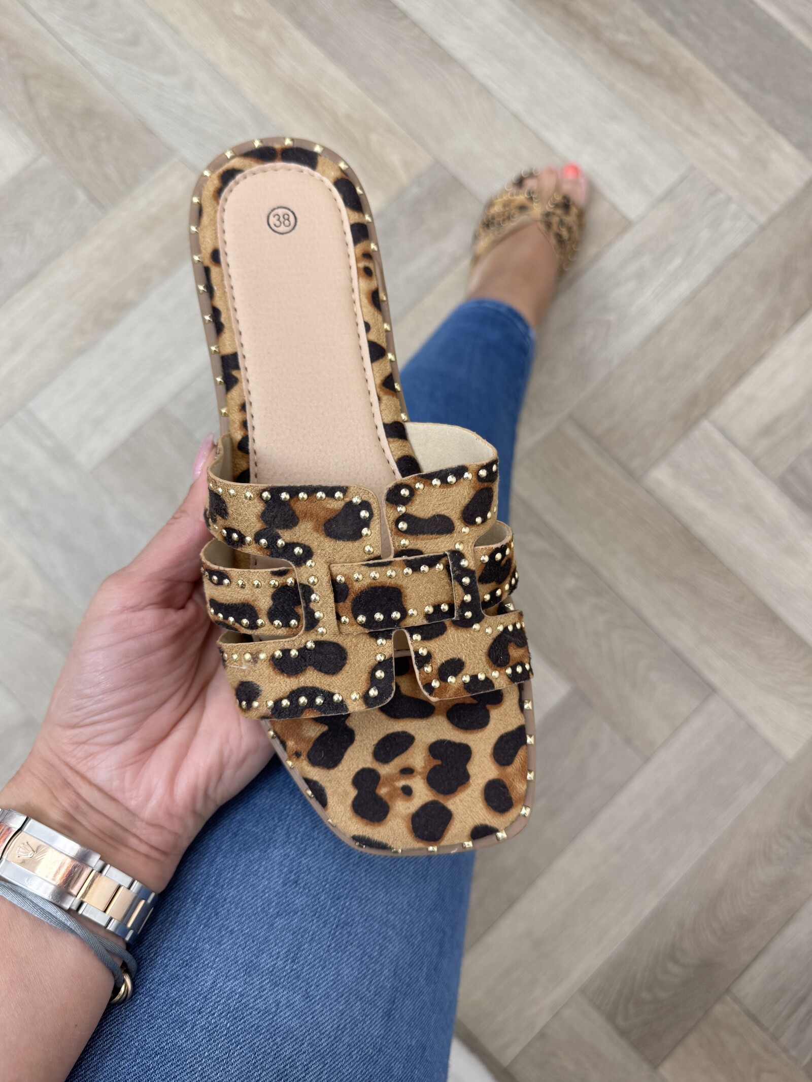 Slippers Leopard Studs 1156