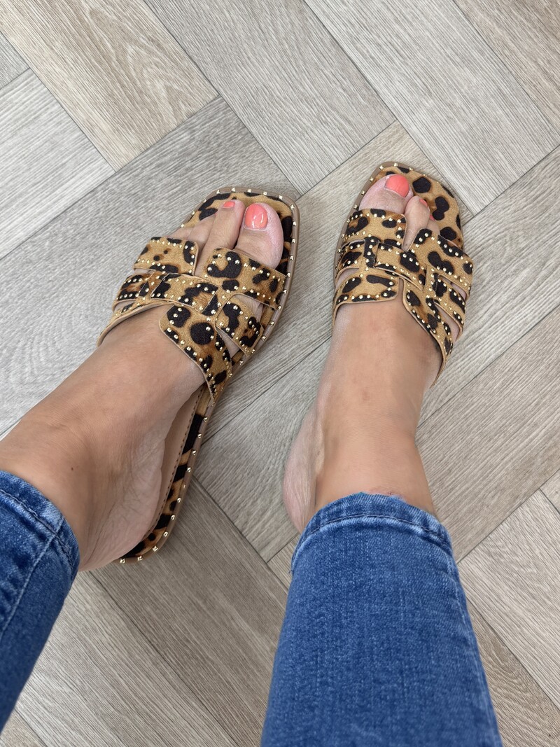 Slippers Leopard Studs 1156