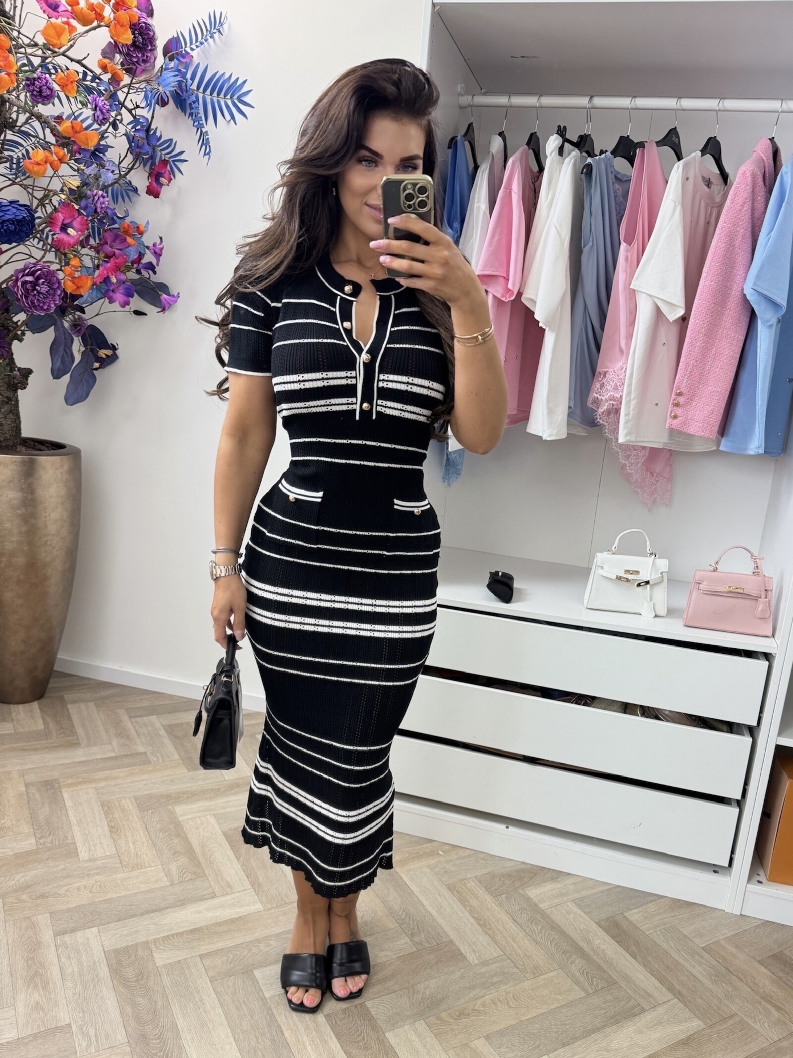 Long Dress Stripes Anisa Black 02338
