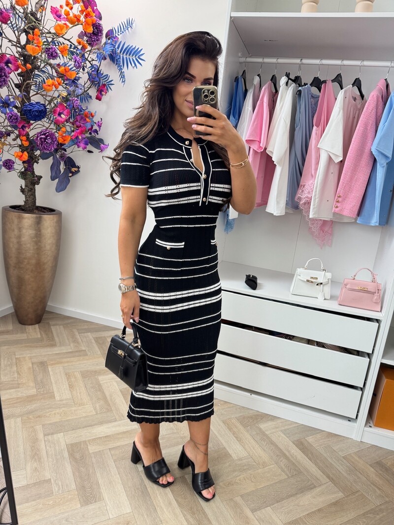 Long Dress Stripes Anisa Black 02338