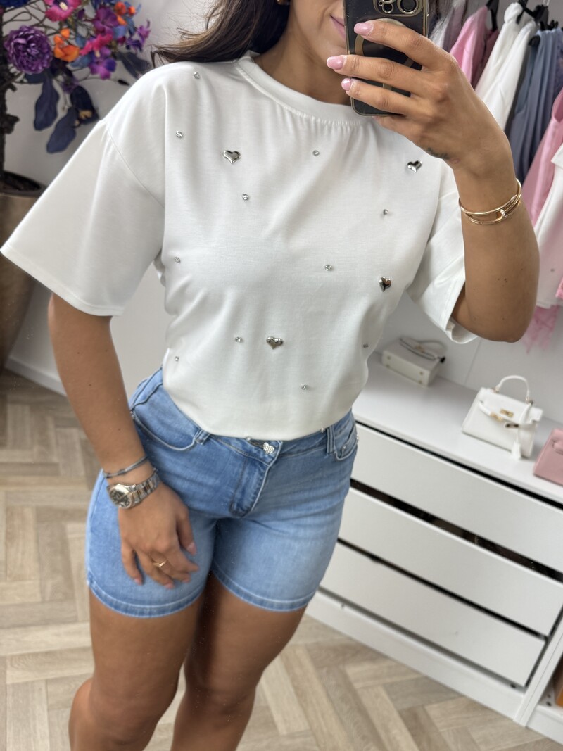 T-Shirt Hearts White