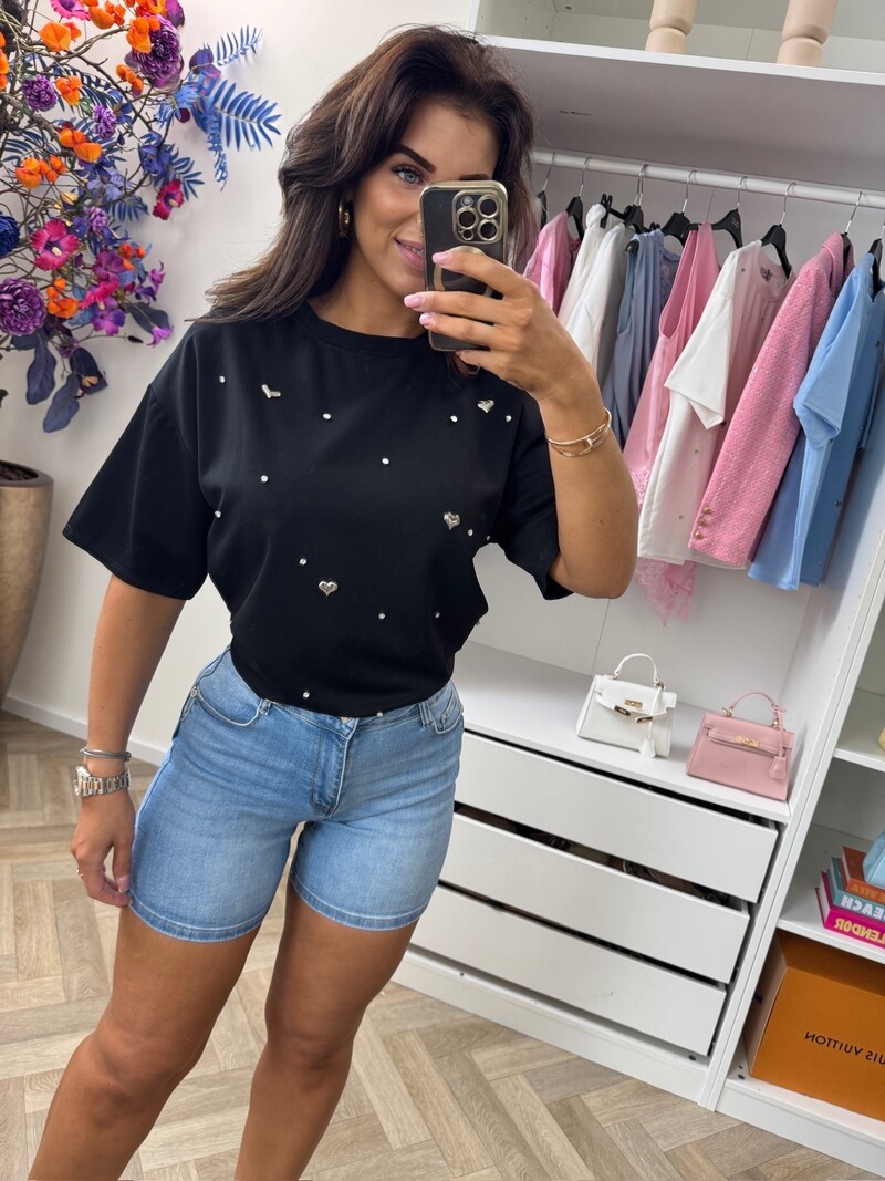 T-Shirt Hearts Black